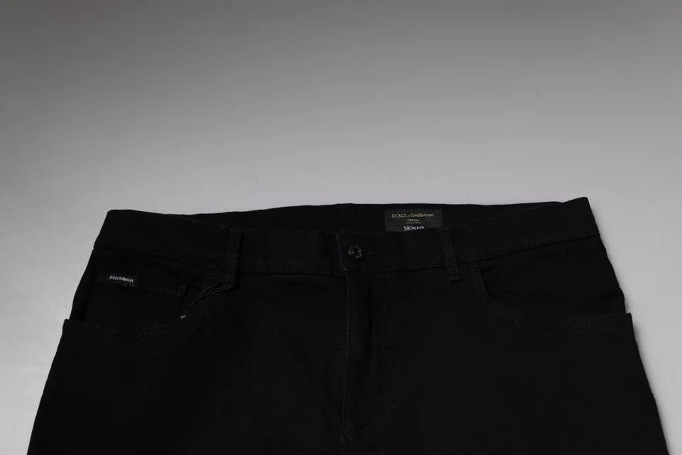 Jean skinny en coton stretch noir avec logo Dolce & Gabbana