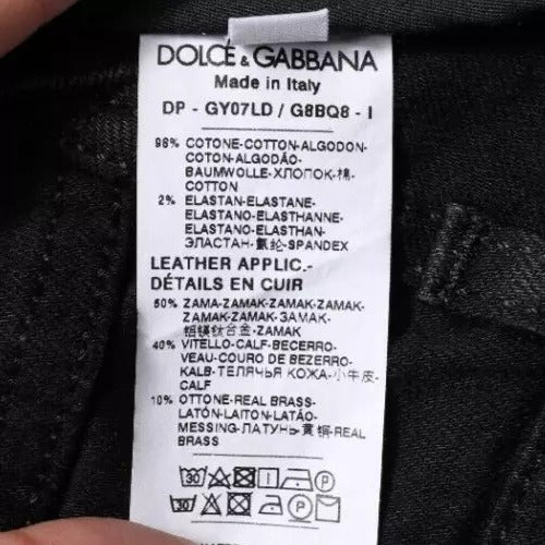 Jean skinny en coton stretch noir avec logo Dolce & Gabbana