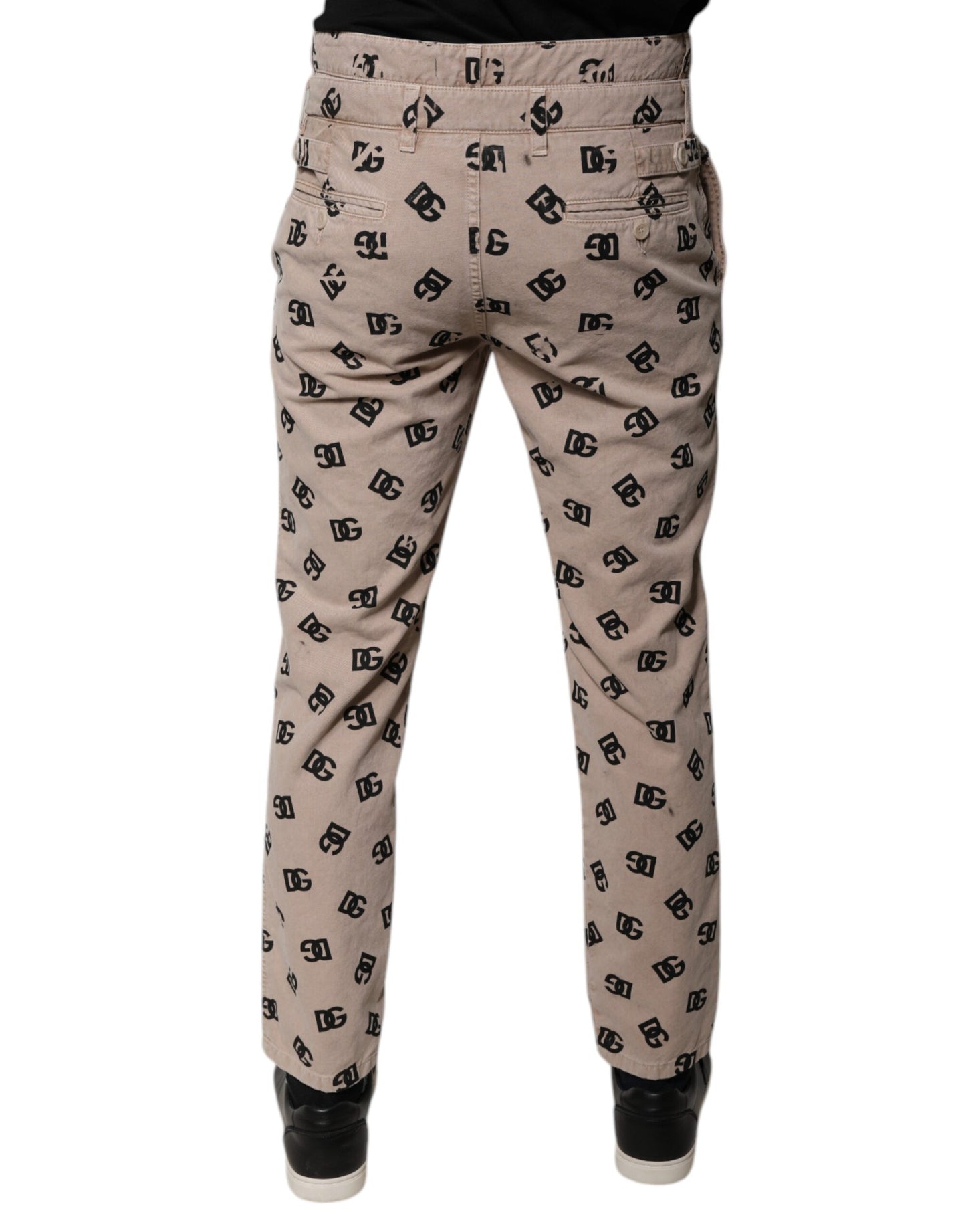 Jean skinny en coton beige avec logo Dolce & Gabbana