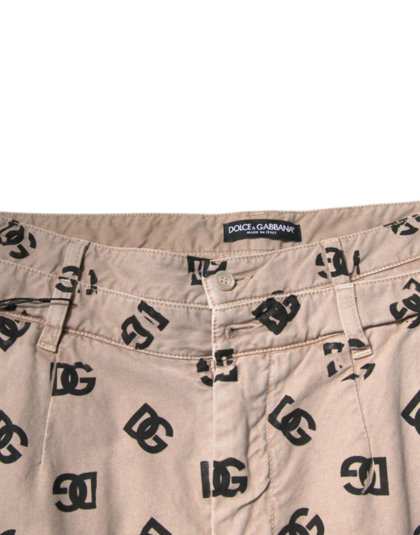 Jean skinny en coton beige avec logo Dolce & Gabbana