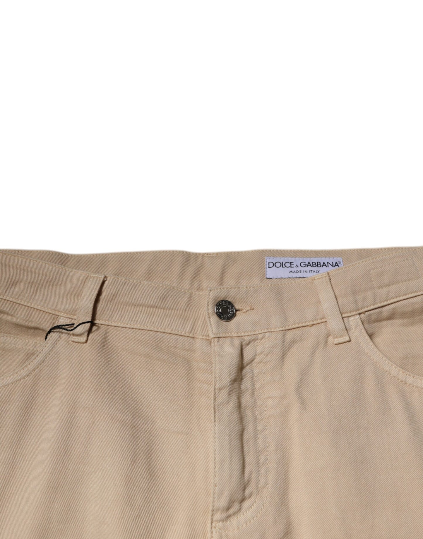 Jean skinny taille moyenne en coton beige Dolce & Gabbana
