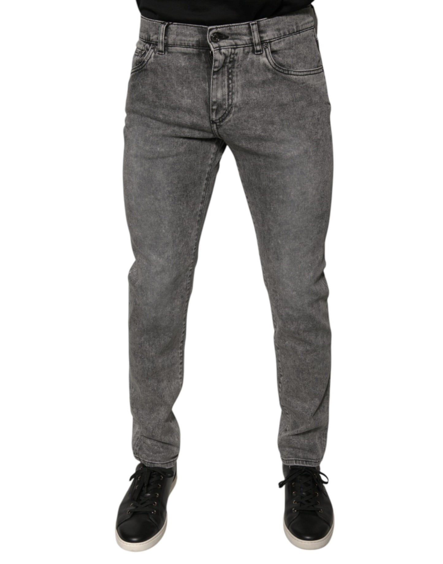 Jean skinny en coton délavé gris Dolce & Gabbana