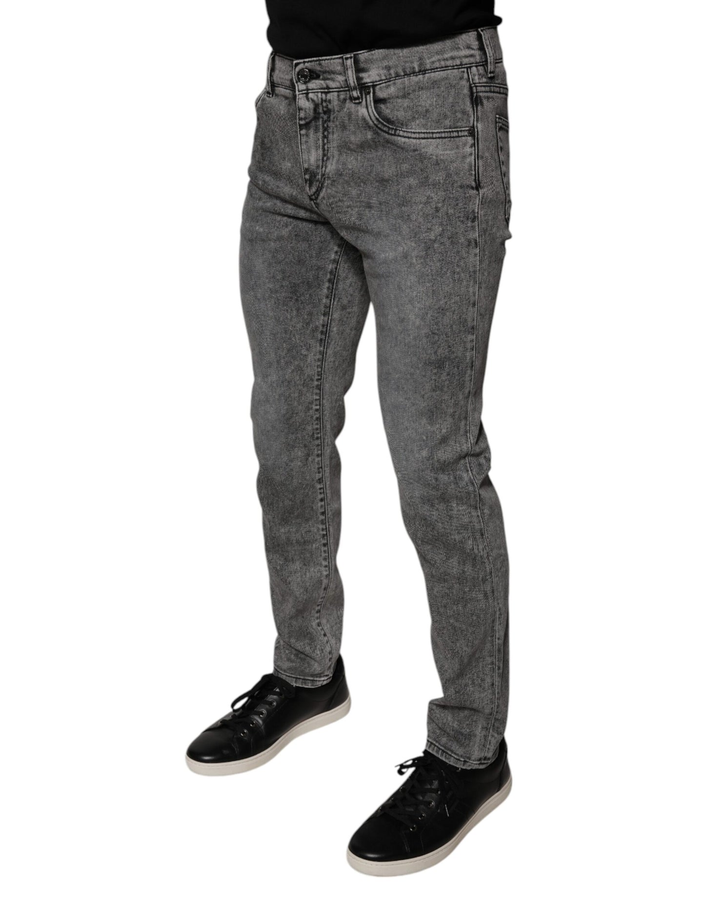 Jean skinny en coton délavé gris Dolce & Gabbana