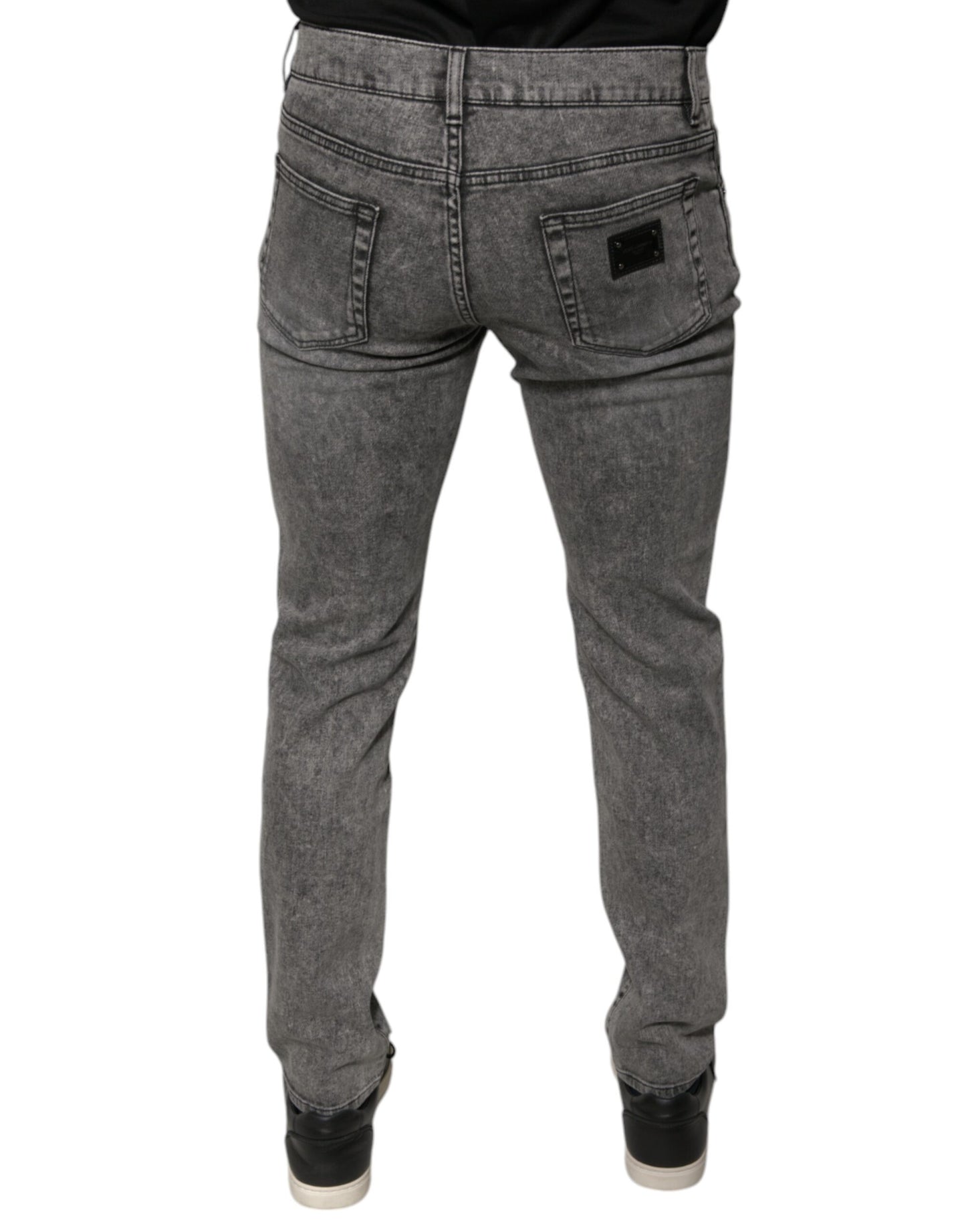 Jean skinny en coton délavé gris Dolce & Gabbana