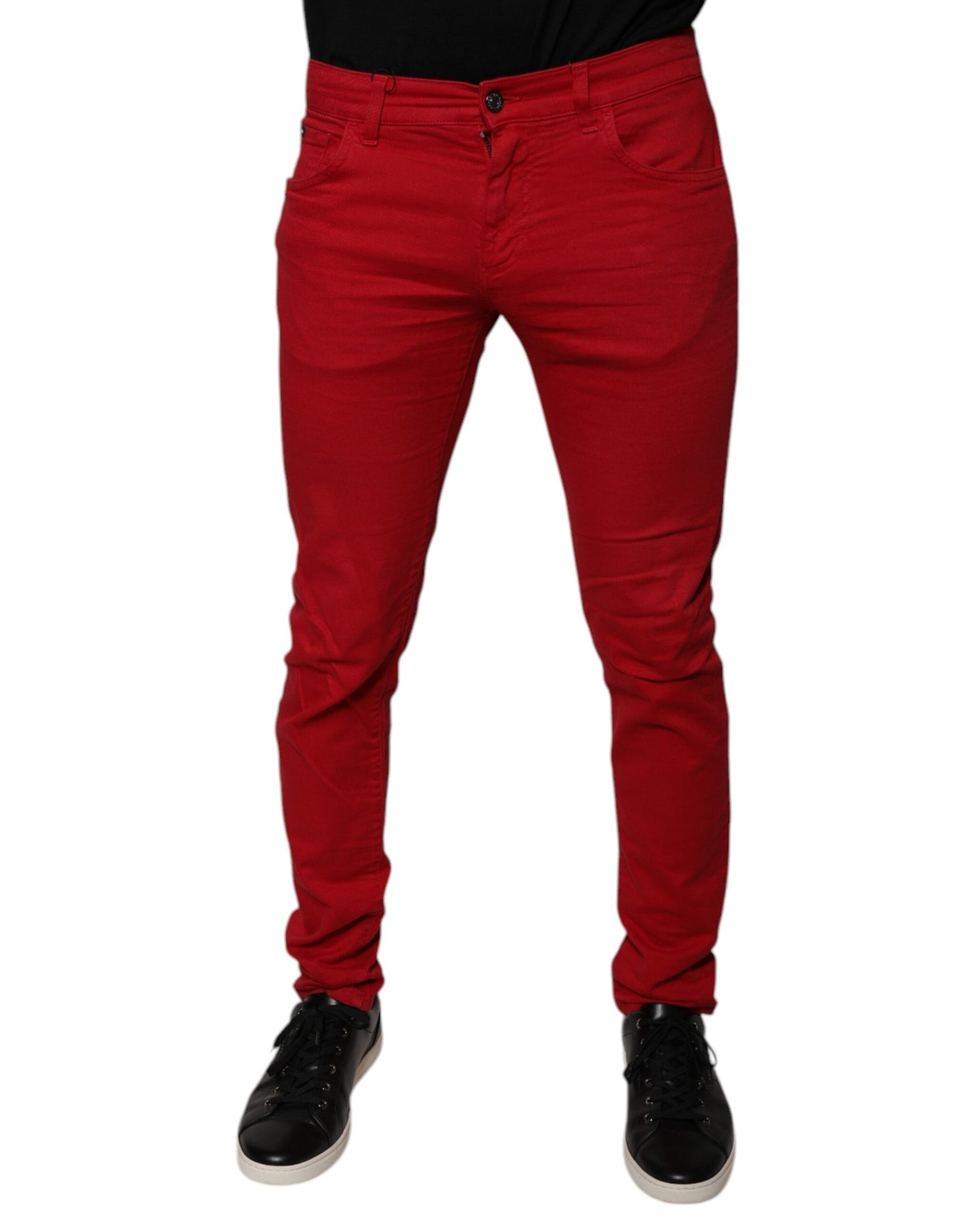 Jean skinny en coton à logo couronne rouge Dolce & Gabbana
