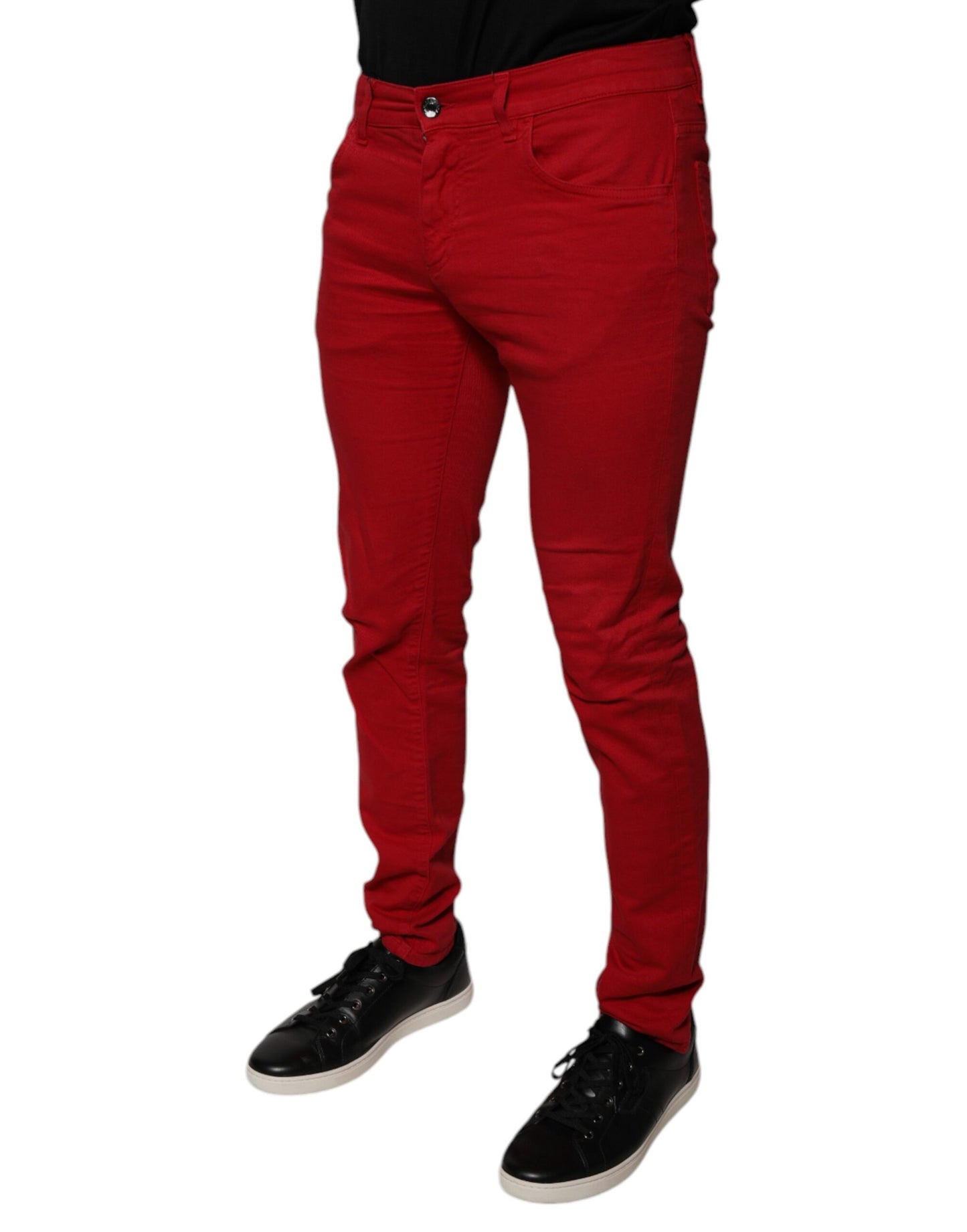 Jean skinny en coton à logo couronne rouge Dolce & Gabbana