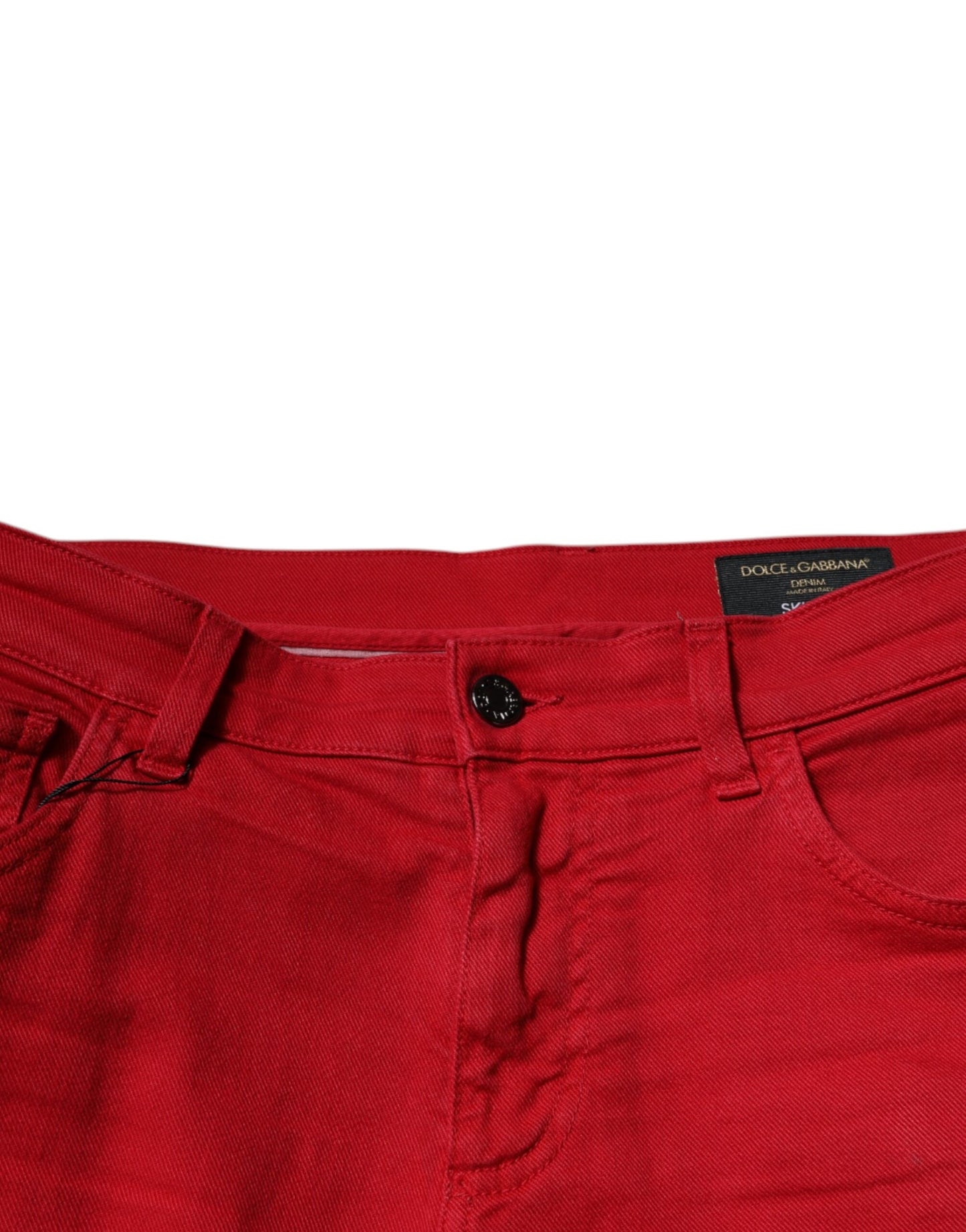 Jean skinny en coton à logo couronne rouge Dolce & Gabbana