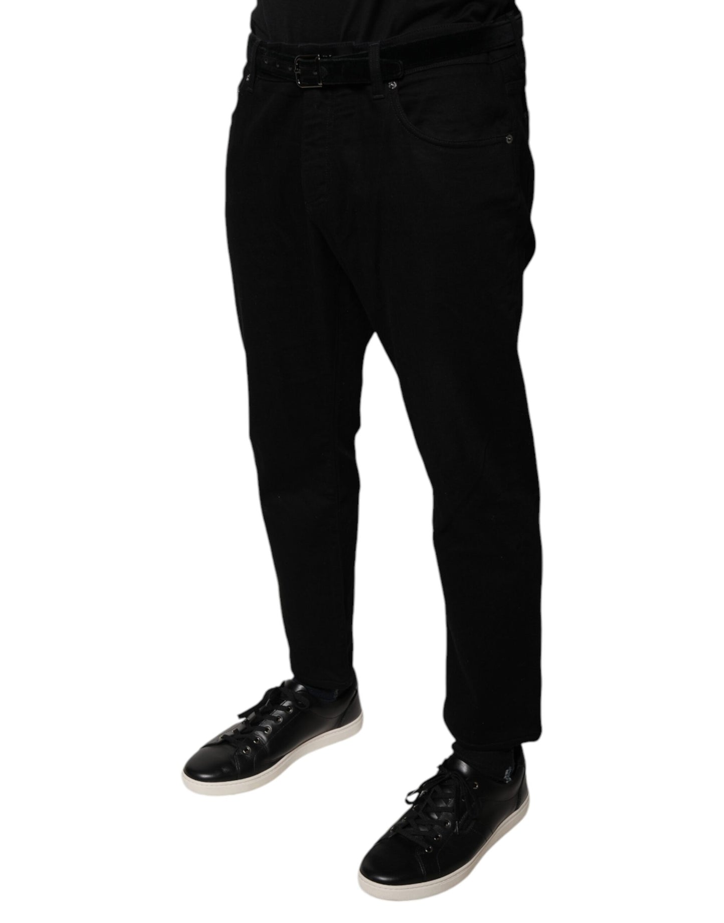 Jean skinny en coton stretch noir avec logo Dolce & Gabbana