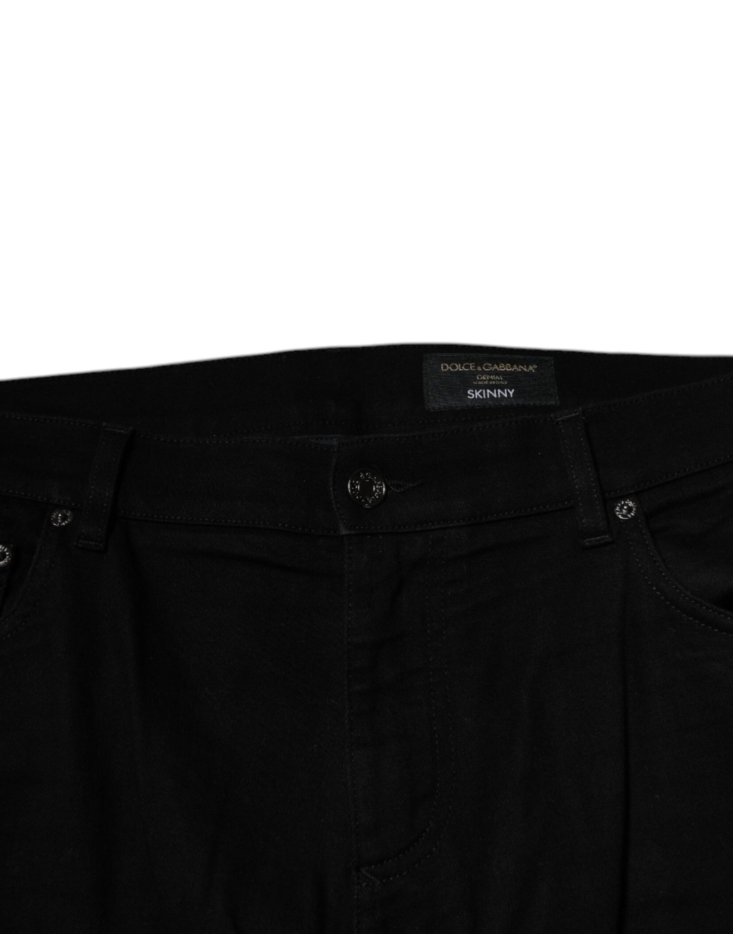 Jean skinny en coton stretch noir avec logo Dolce & Gabbana
