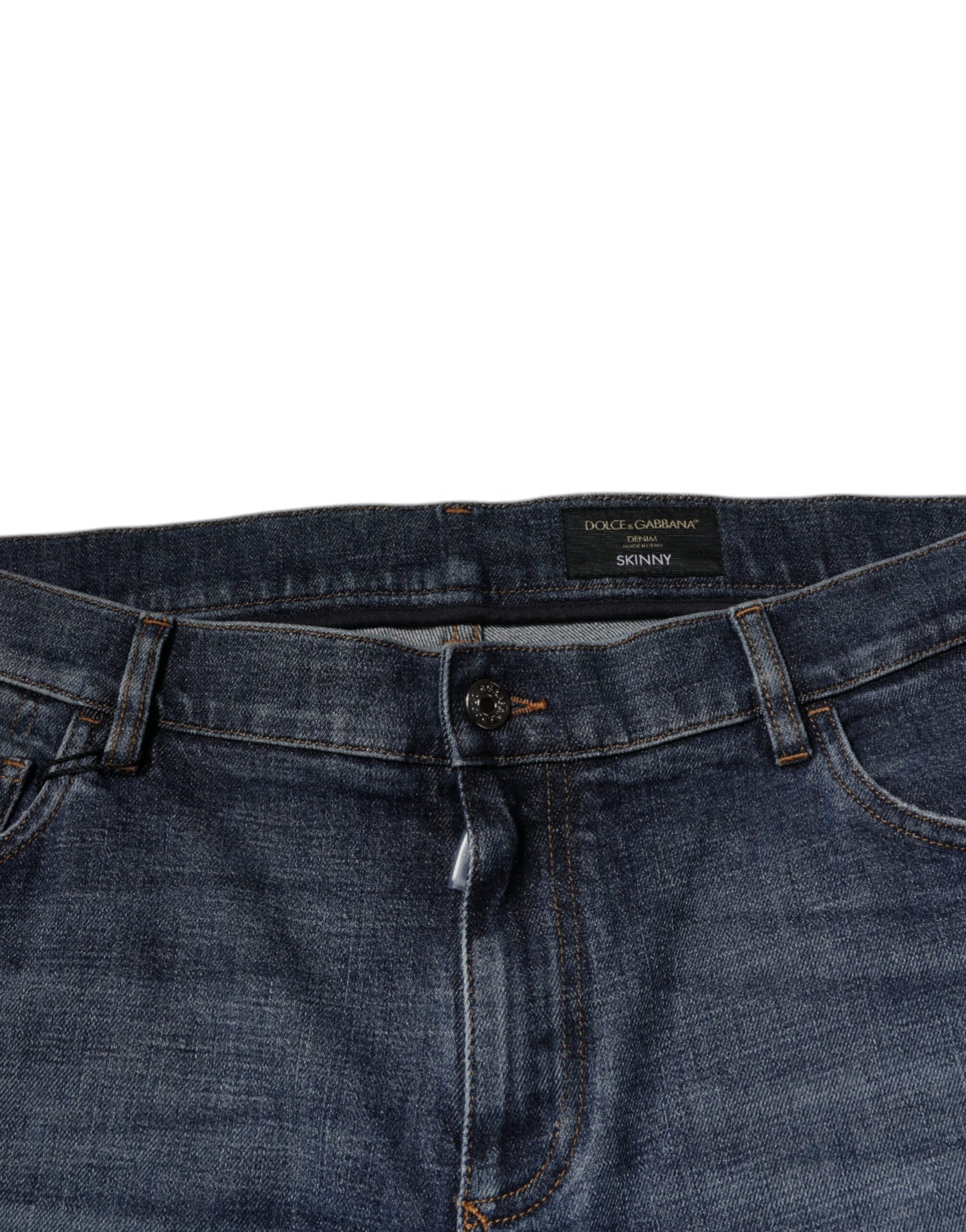 Jean skinny en coton bleu foncé avec logo Dolce & Gabbana