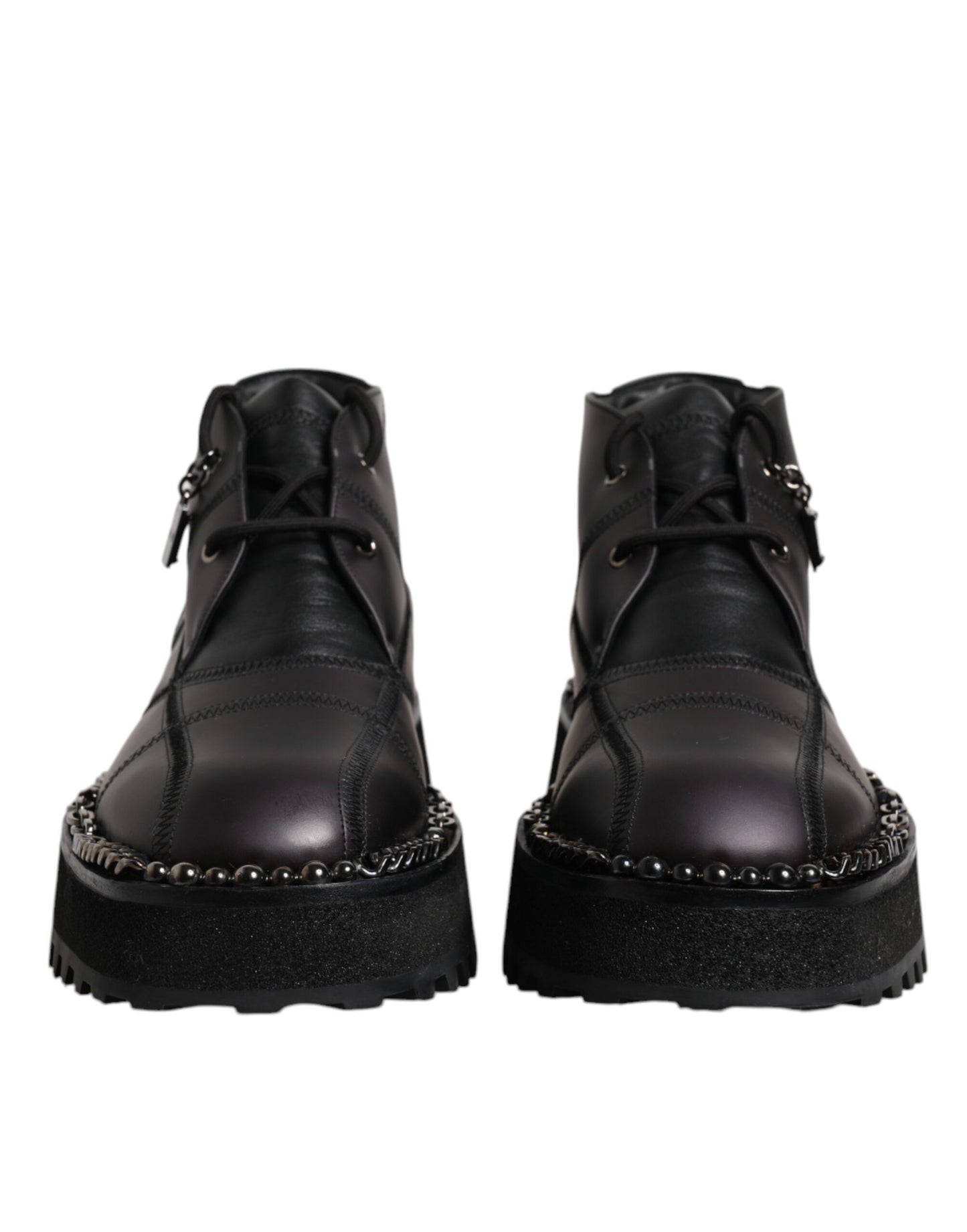 Bottines à lacets en cuir noir Dolce & Gabbana