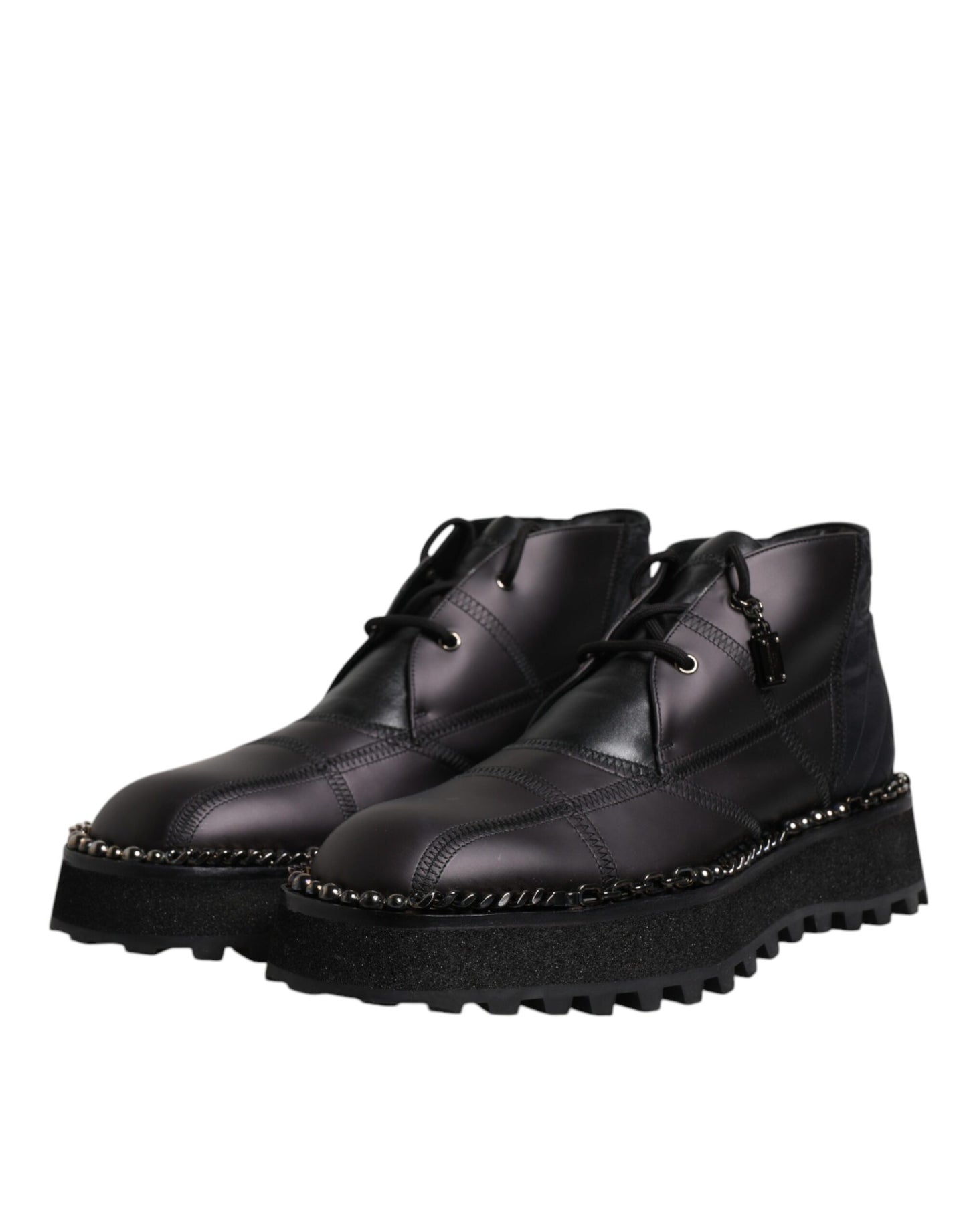Bottines à lacets en cuir noir Dolce & Gabbana