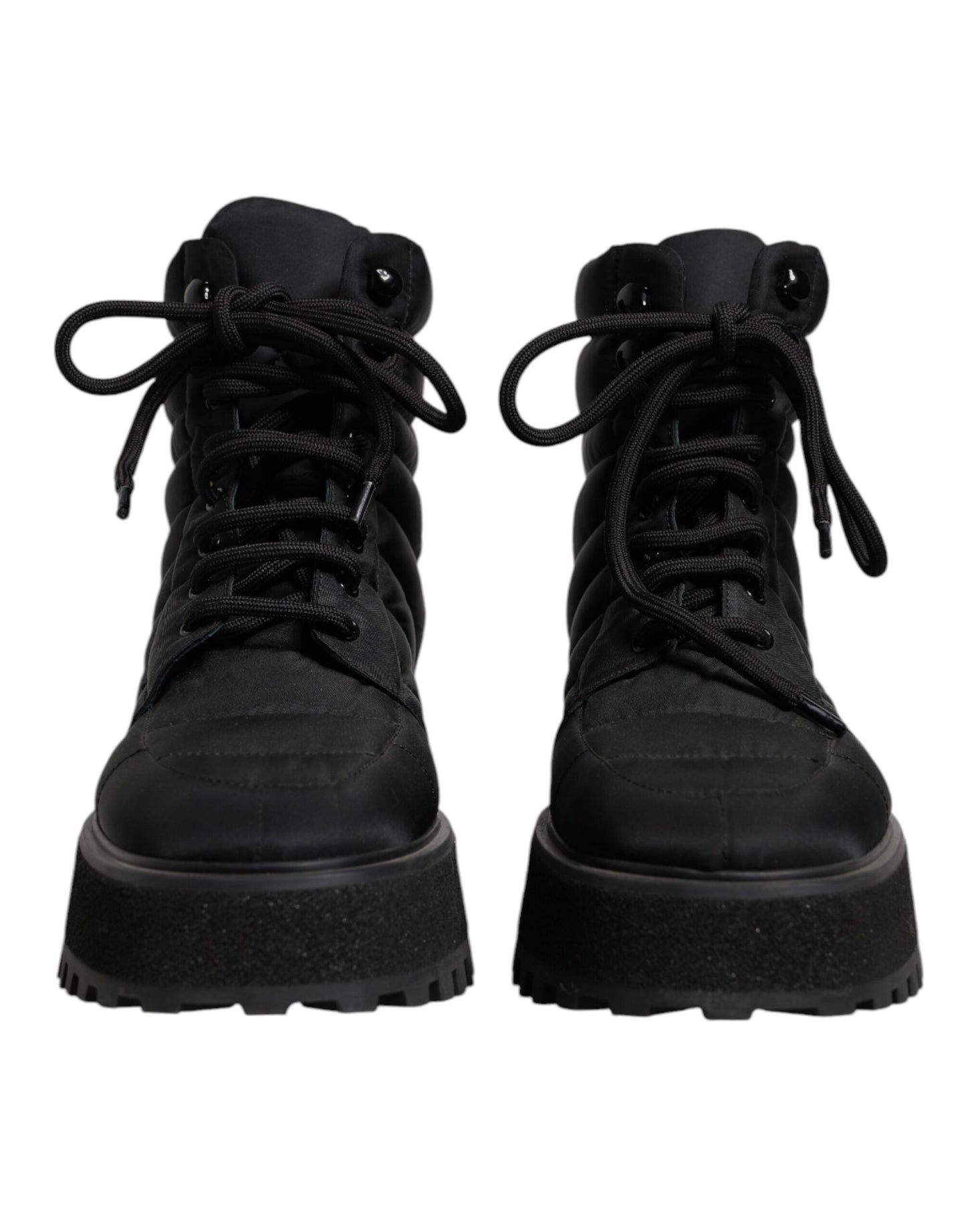 Bottes mi-mollet rembourrées noires à lacets Dolce & Gabbana