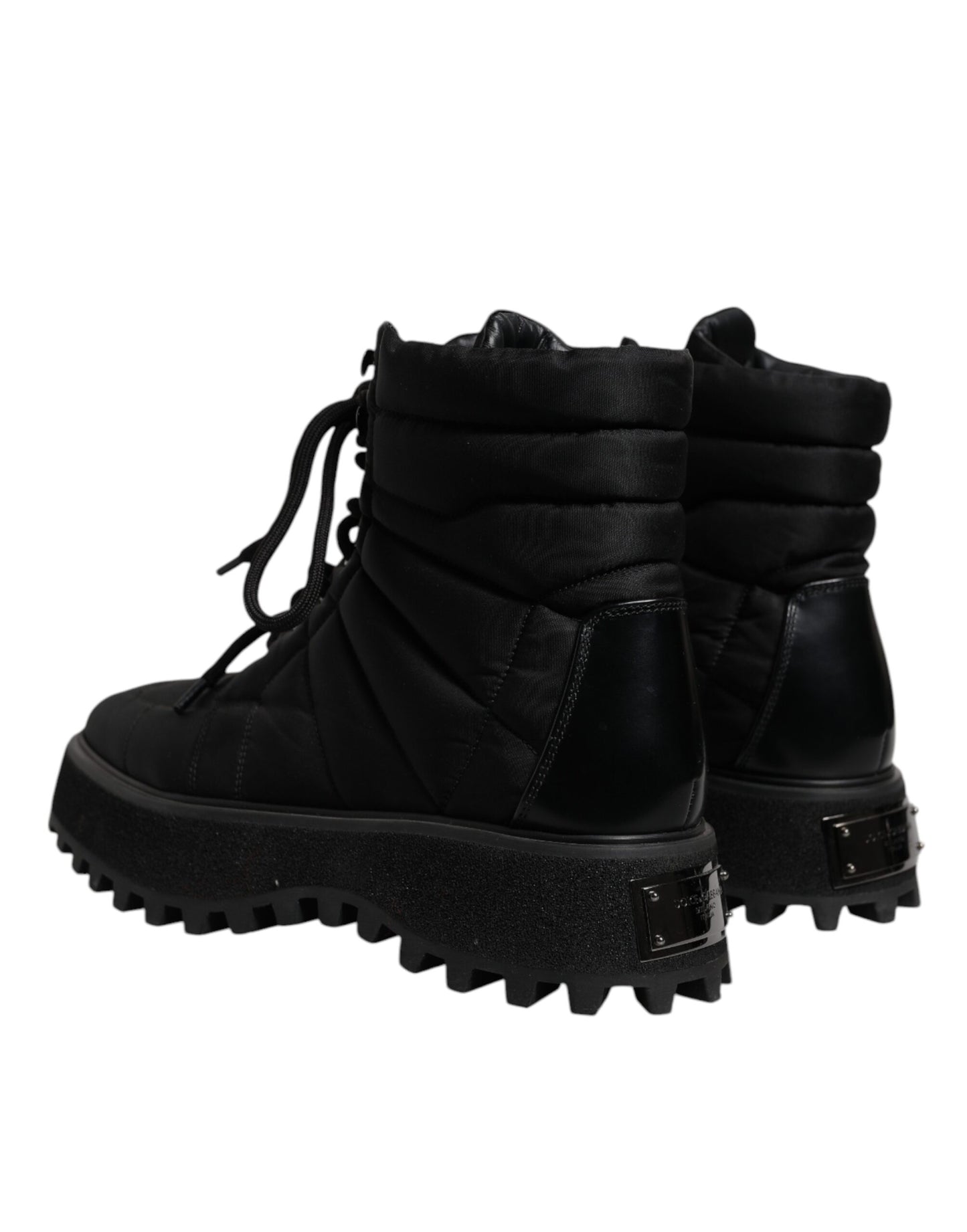 Bottes mi-mollet rembourrées noires à lacets Dolce & Gabbana