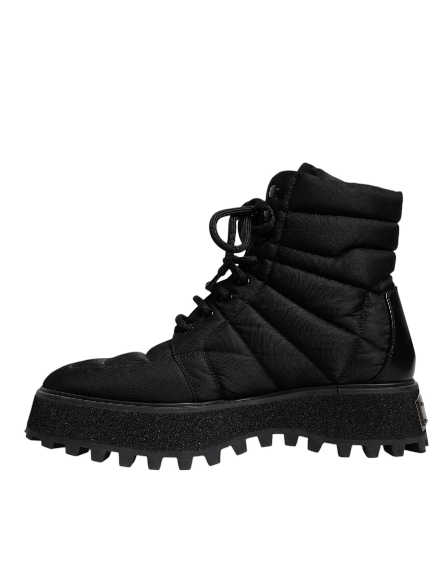 Bottes mi-mollet rembourrées noires à lacets Dolce & Gabbana