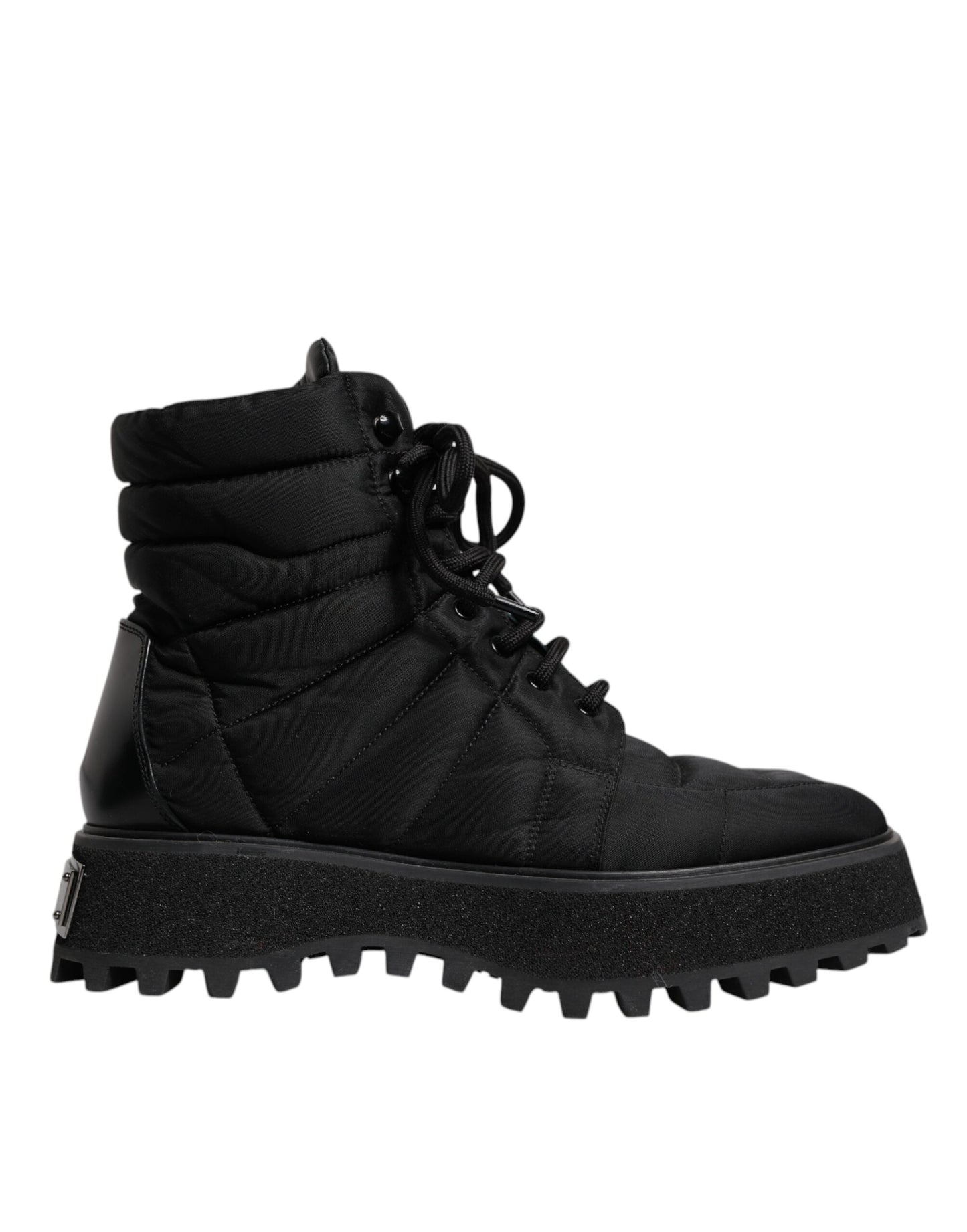 Bottes mi-mollet rembourrées noires à lacets Dolce & Gabbana