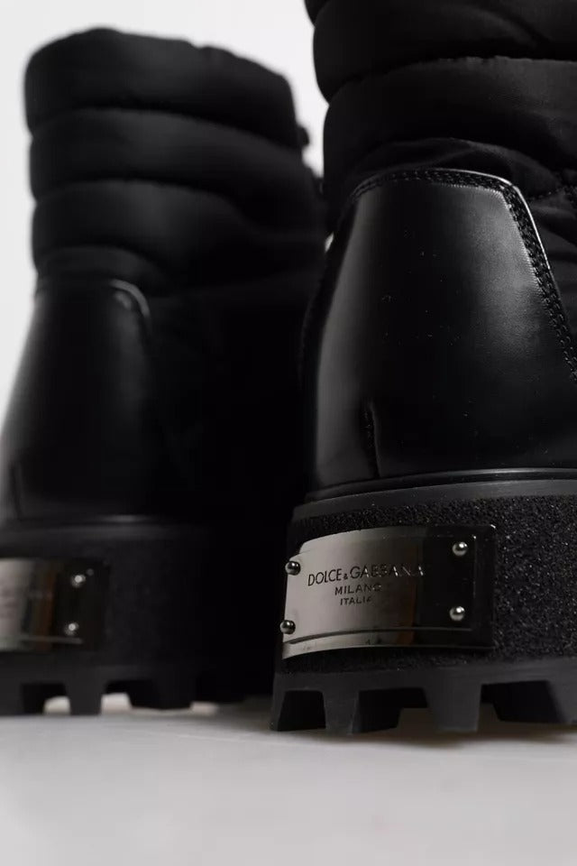 Bottes mi-mollet rembourrées noires à lacets Dolce & Gabbana