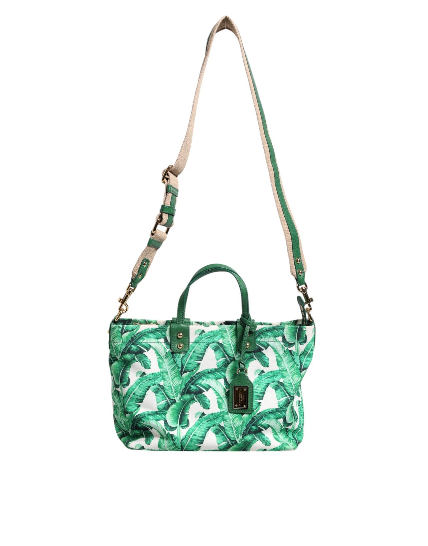 Sac fourre-tout en toile verte Dolce & Gabbana Botanical Garden pour femme