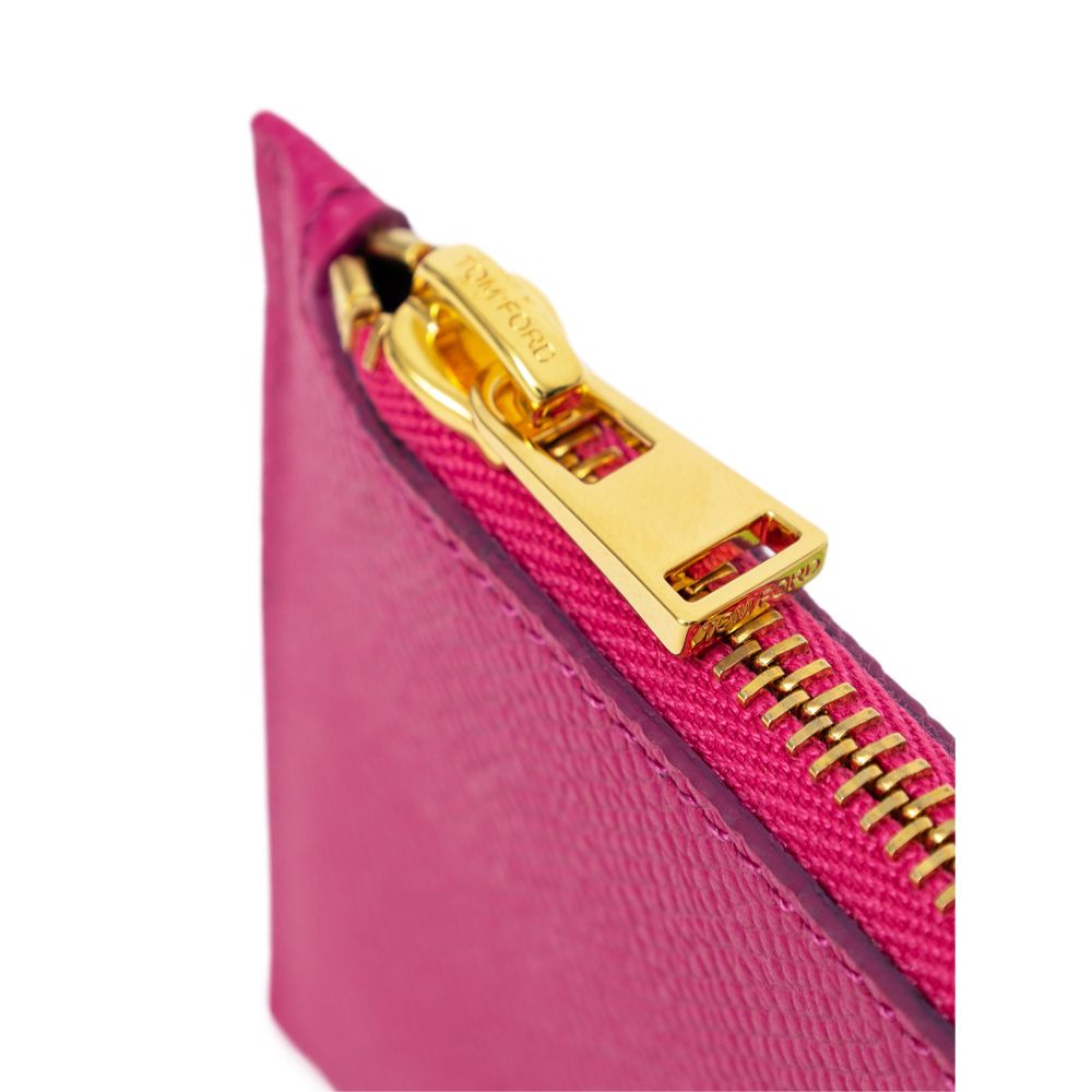 Porte-cartes en cuir fuchsia Tom Ford