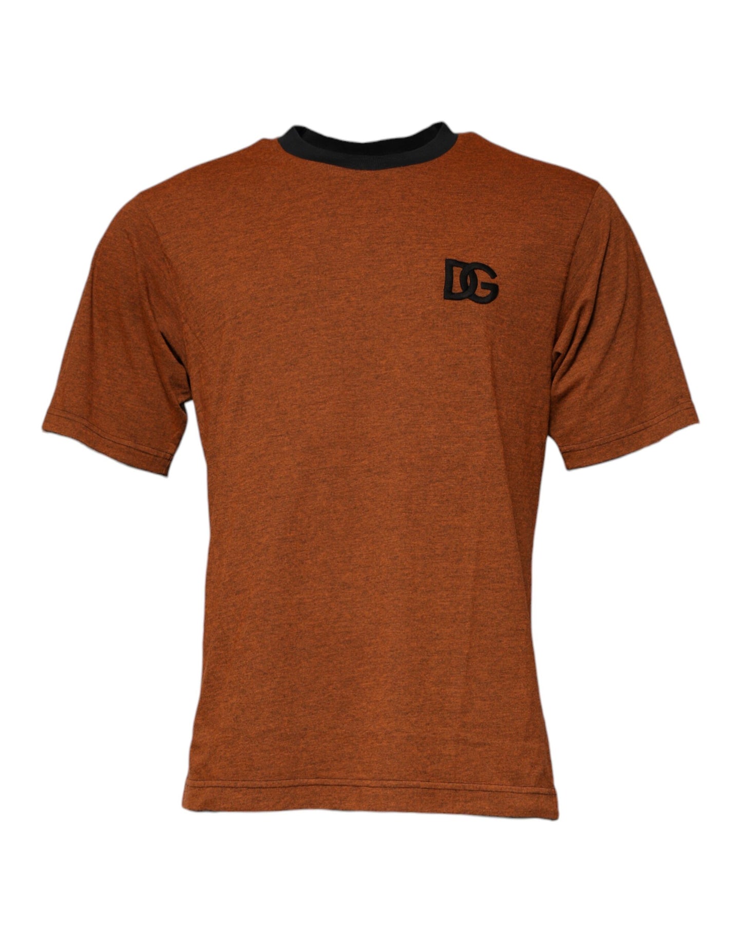 T-shirt ras du cou en polyester marron Dolce & Gabbana avec logo DG