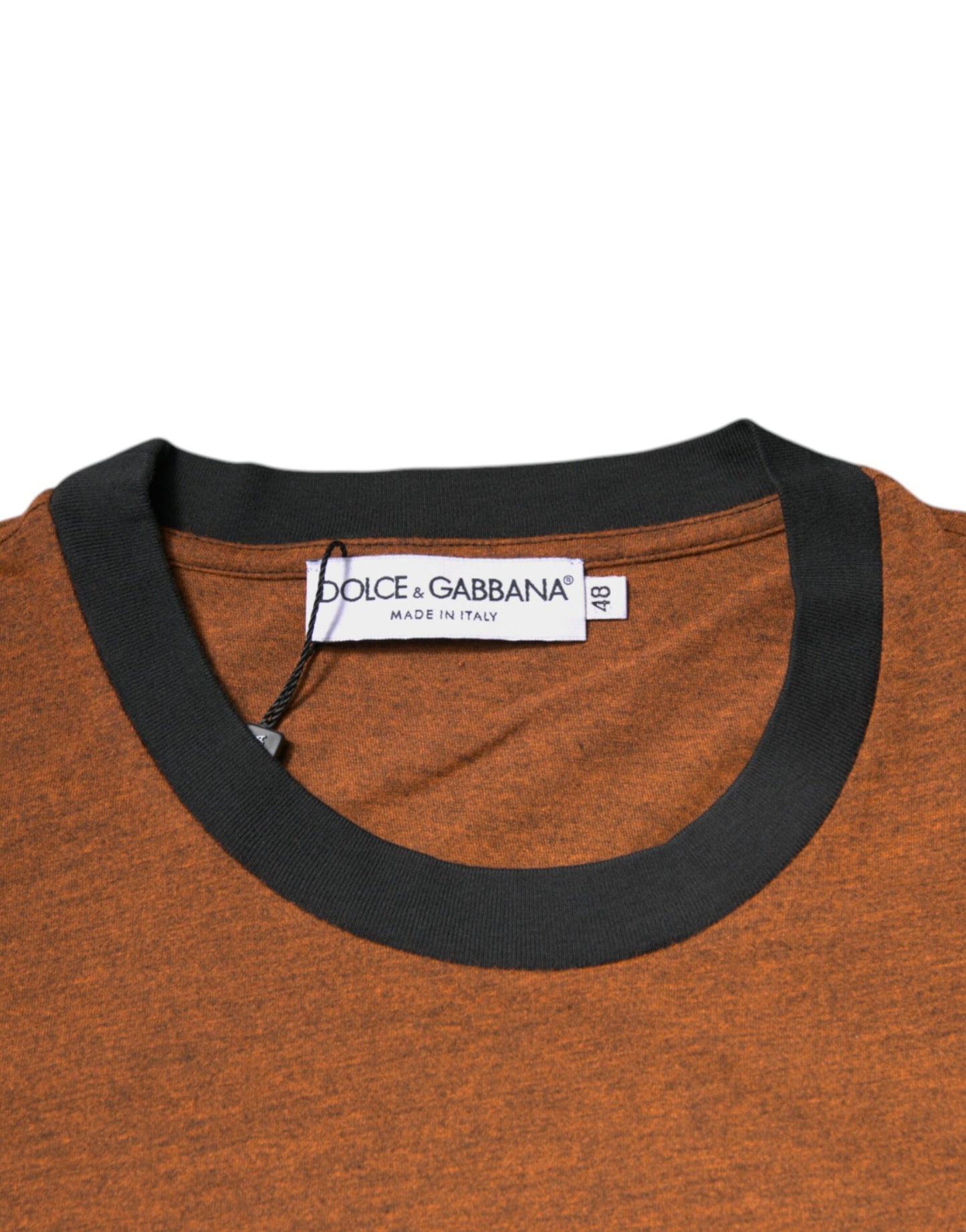 T-shirt ras du cou en polyester marron Dolce & Gabbana avec logo DG