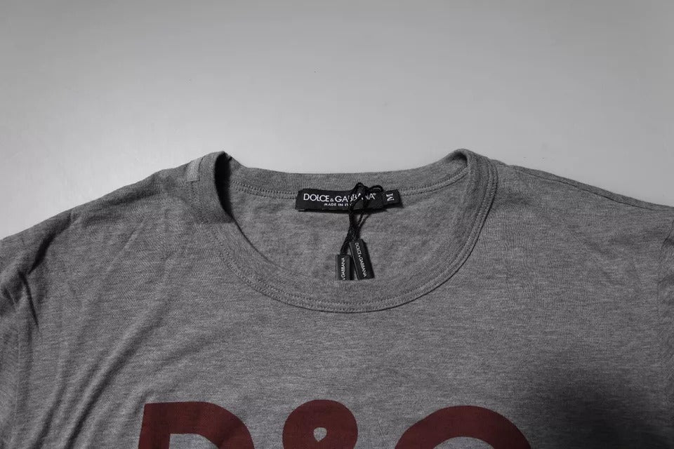 T-shirt ras du cou en coton gris avec logo Dolce & Gabbana pour homme