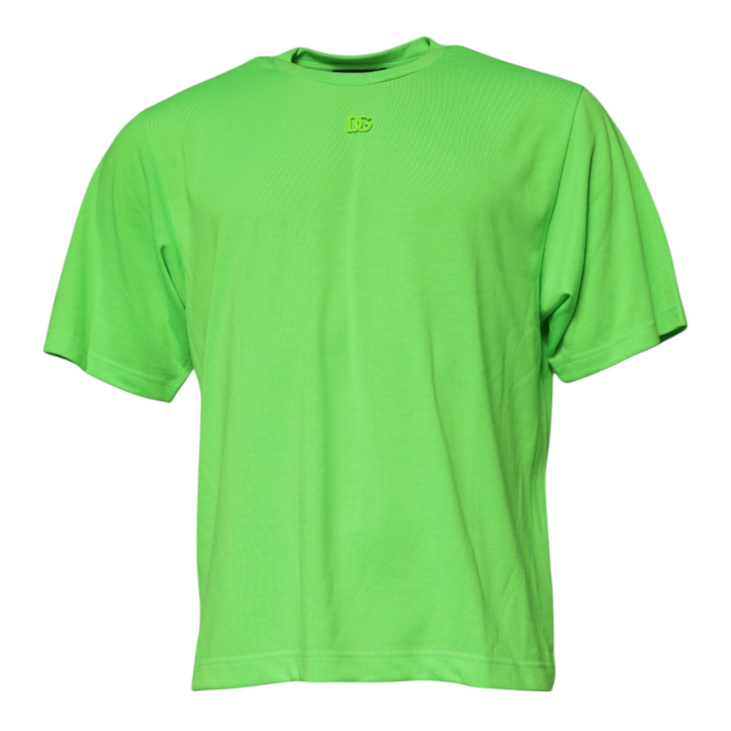T-shirt ras du cou en polyester avec logo vert Dolce & Gabbana