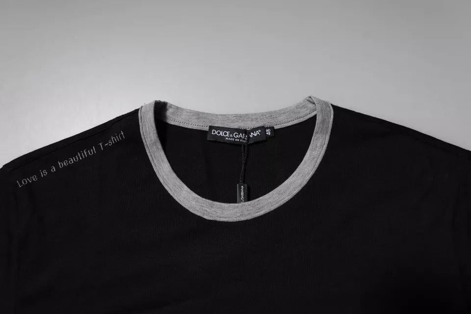 T-shirt ras du cou en coton noir avec logo Dolce & Gabbana pour homme