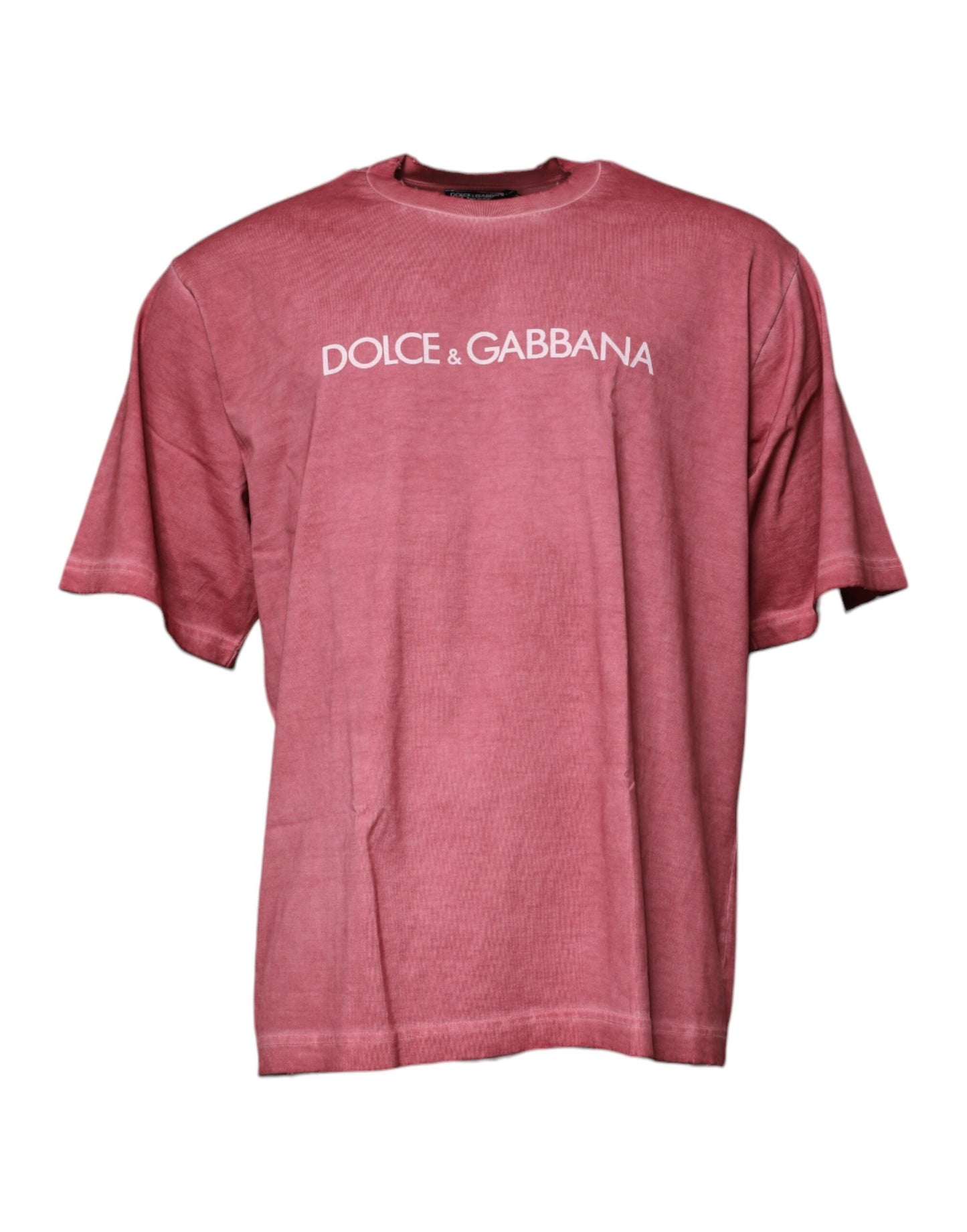 T-shirt ras du cou en coton rose avec logo Dolce & Gabbana