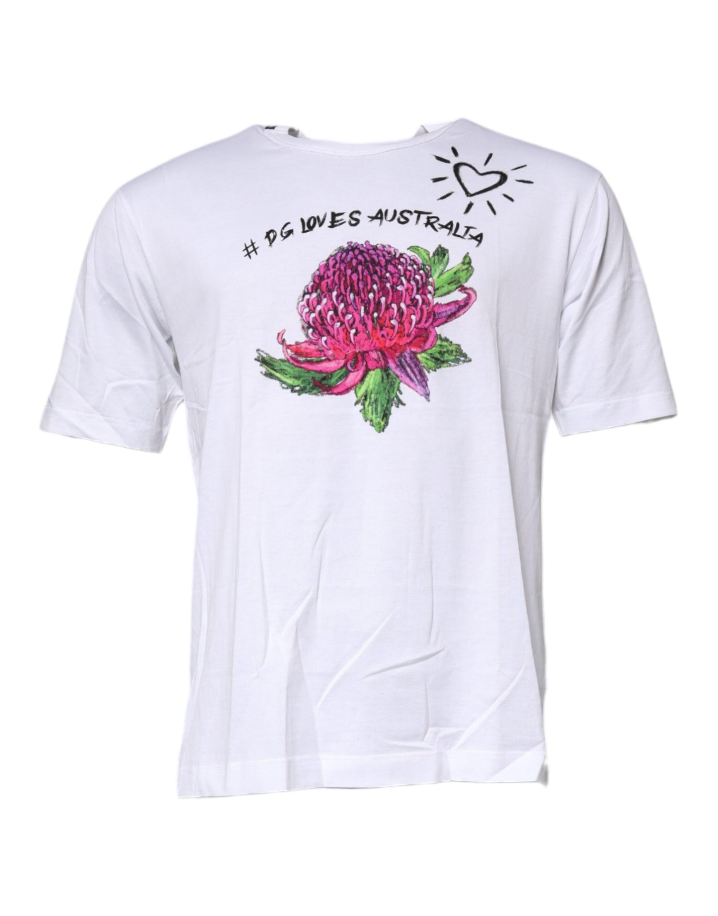 T-shirt ras du cou en coton blanc à imprimé floral Dolce & Gabbana