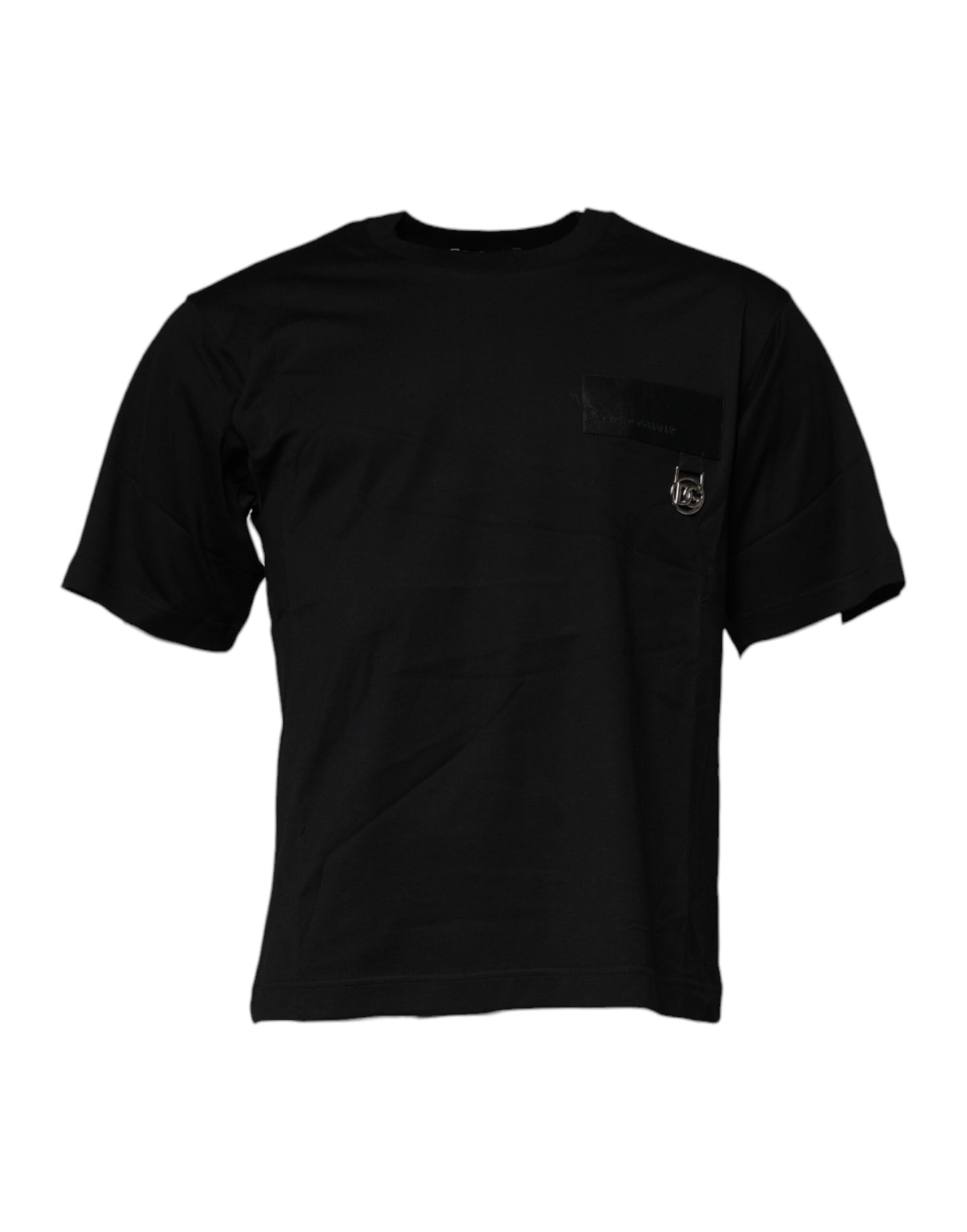T-shirt ras du cou en coton noir avec patch logo Dolce & Gabbana