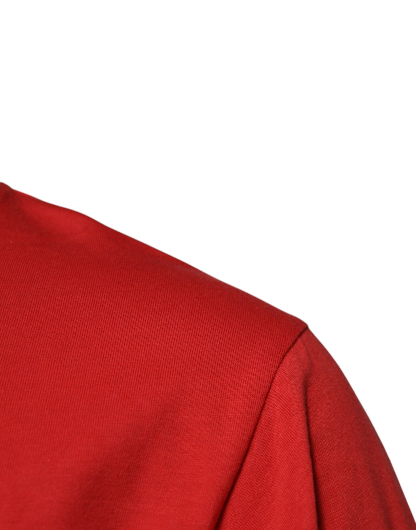 T-shirt ras du cou en coton rouge avec patch logo DG Dolce & Gabbana