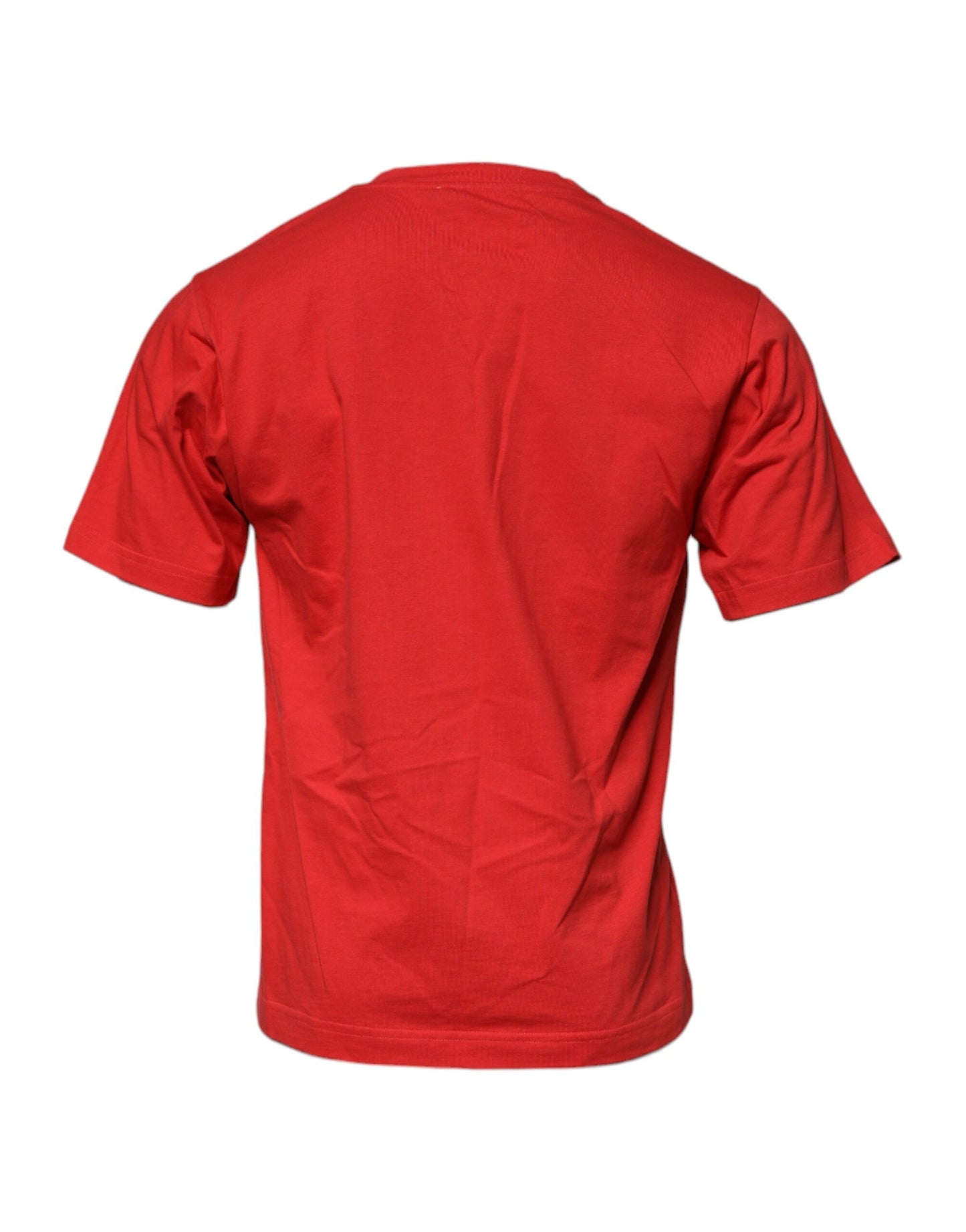 T-shirt ras du cou en coton rouge avec patch logo DG Dolce & Gabbana