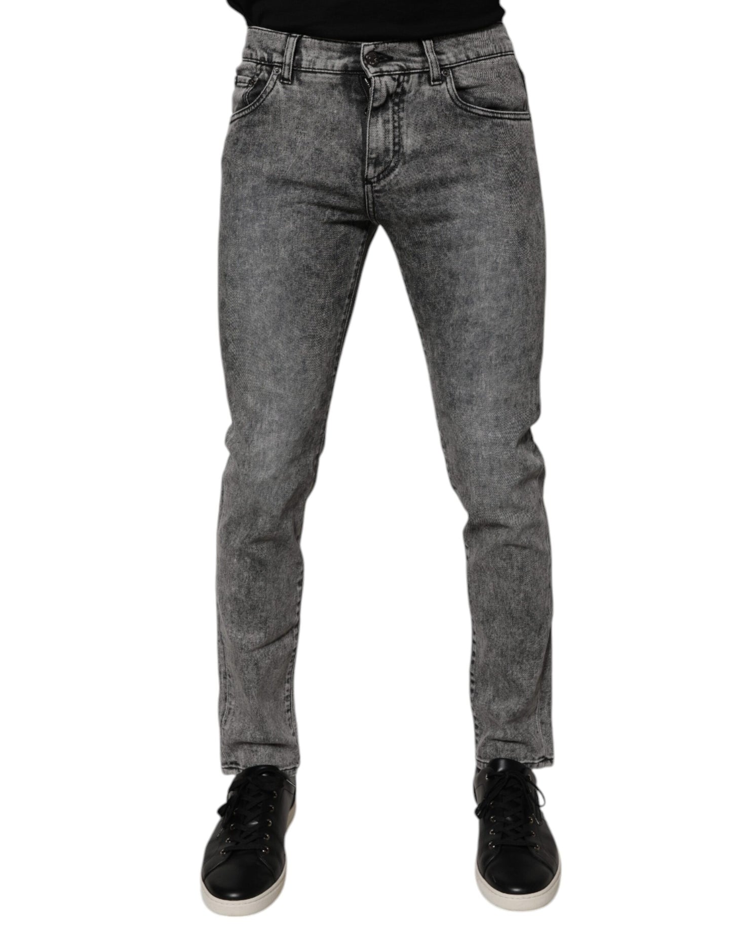 Jean slim en coton délavé gris foncé Dolce & Gabbana