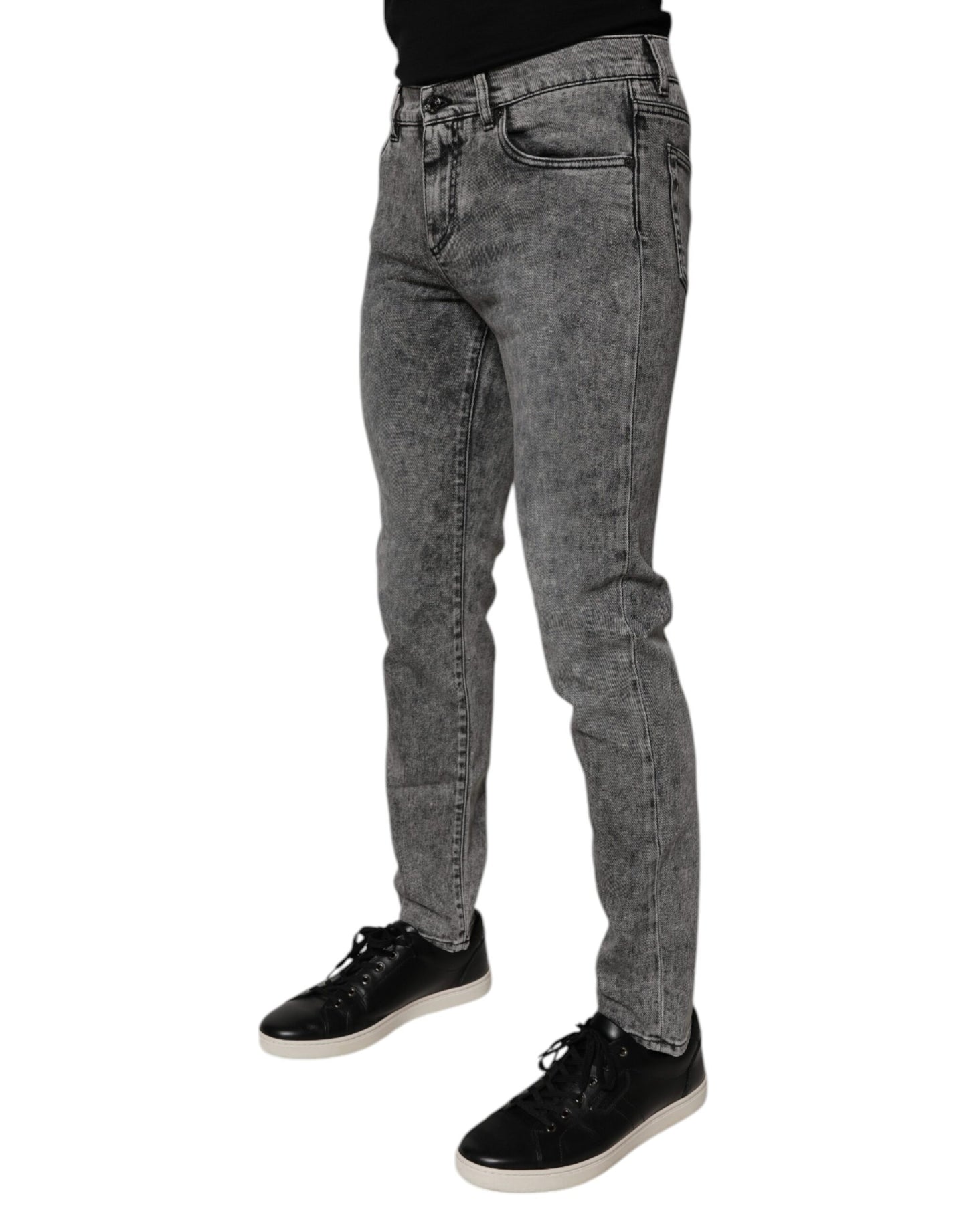 Jean slim en coton délavé gris foncé Dolce & Gabbana