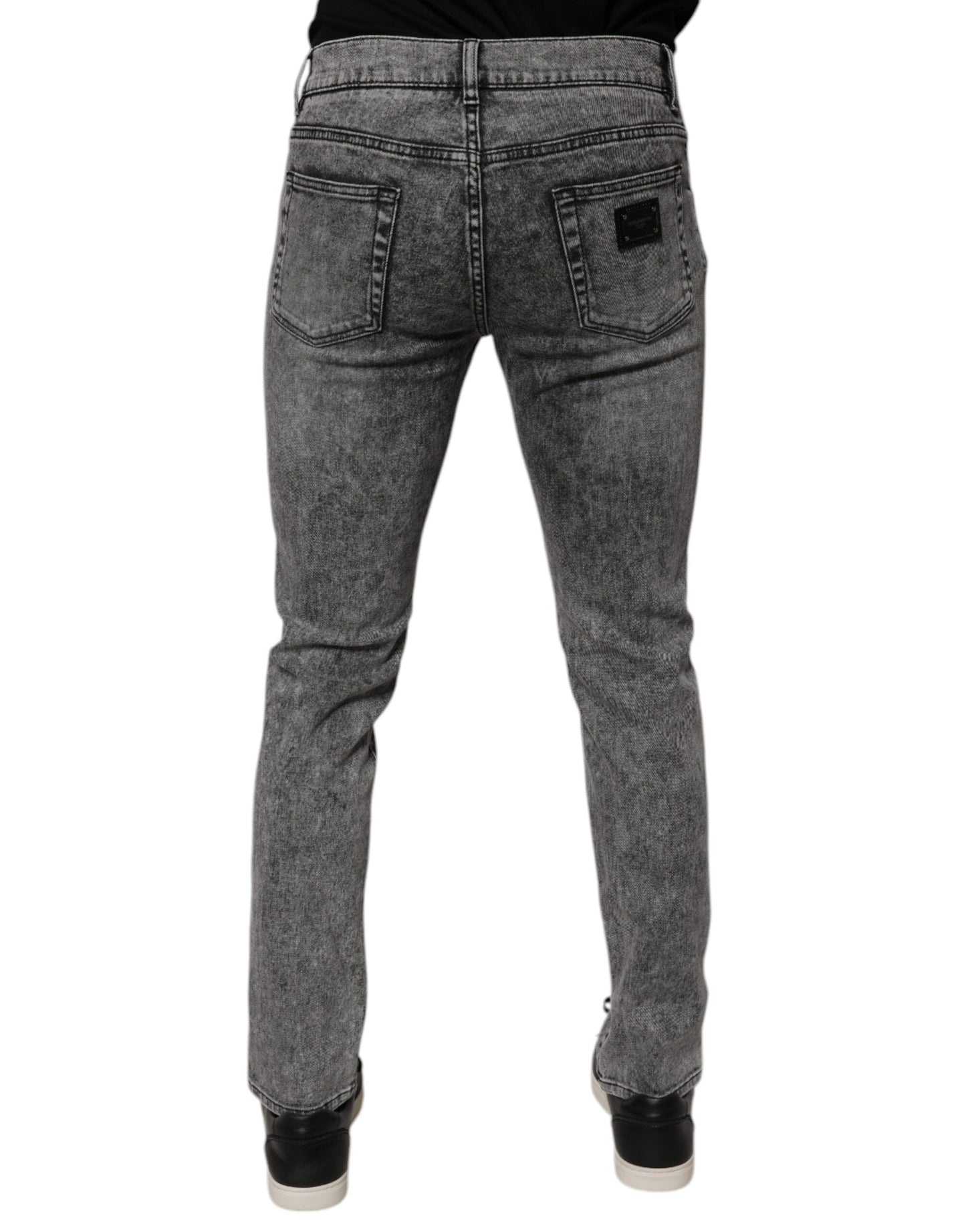 Jean slim en coton délavé gris foncé Dolce & Gabbana