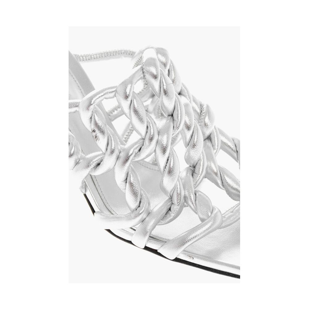 Bottega Veneta Silberne Ledersandale für Damen