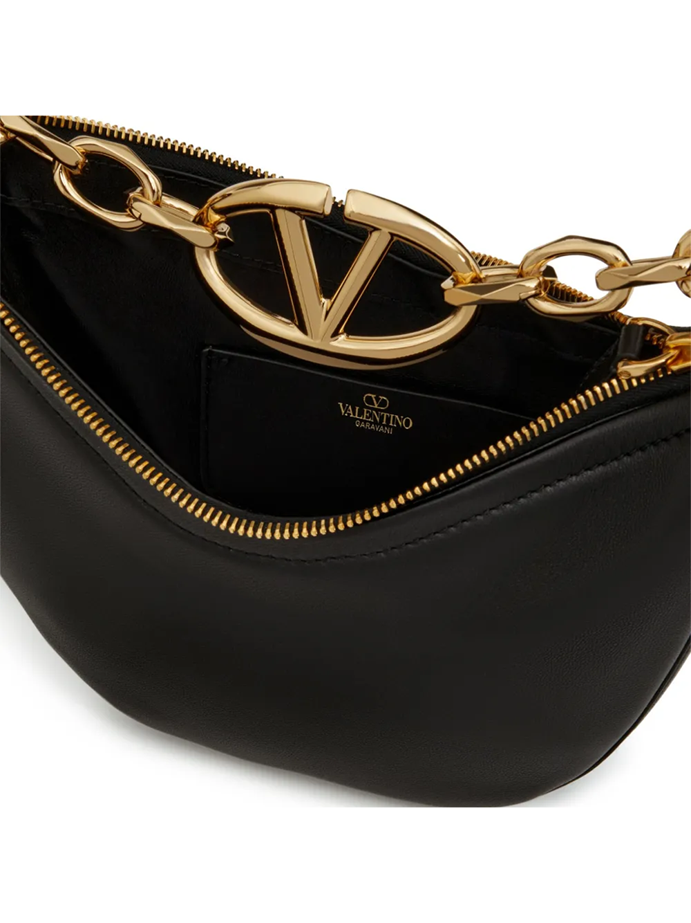 Sac à bandoulière Mini Hobo Vlogo en cuir noir Valentino Garavani