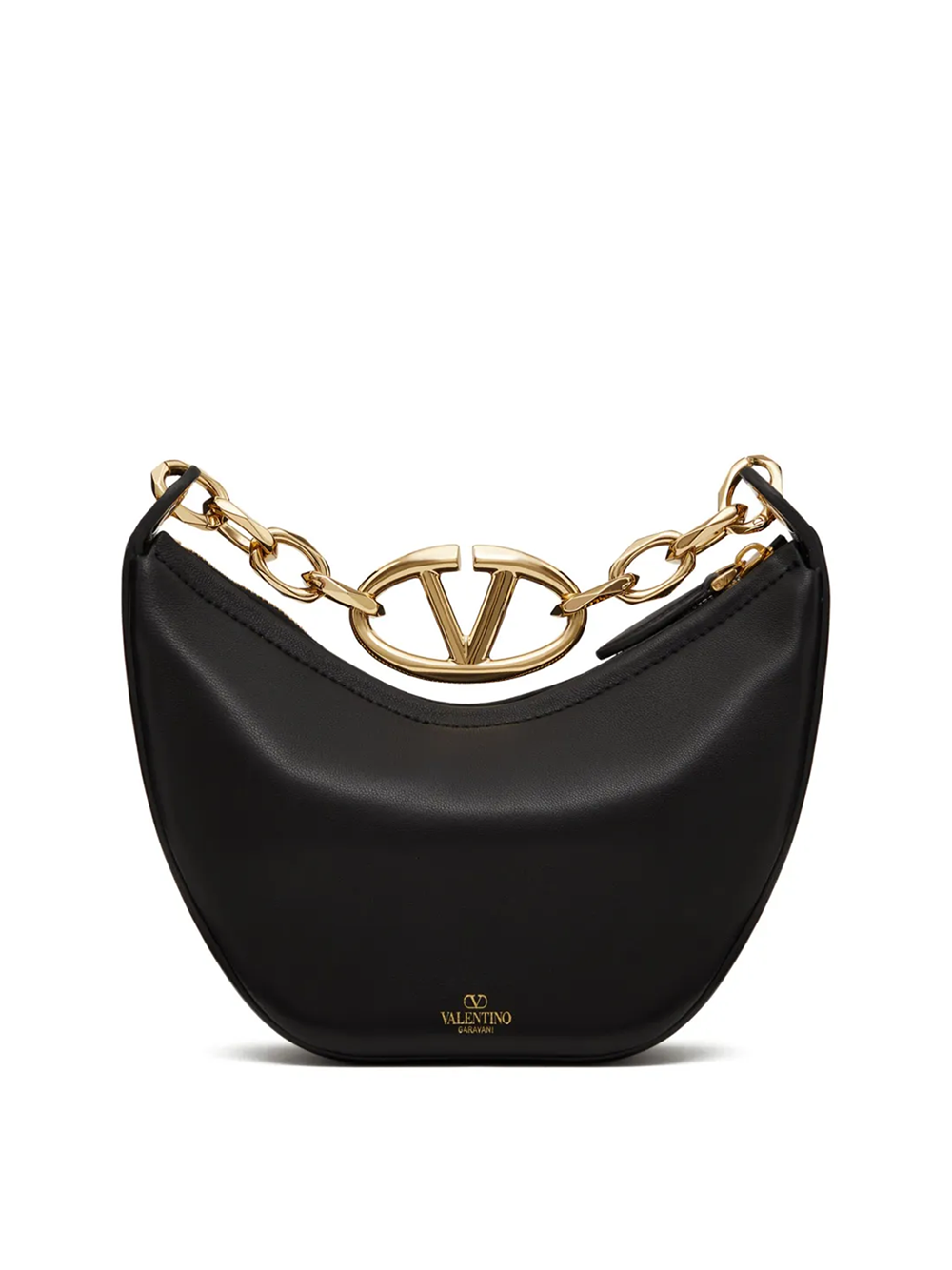 Sac à bandoulière Mini Hobo Vlogo en cuir noir Valentino Garavani