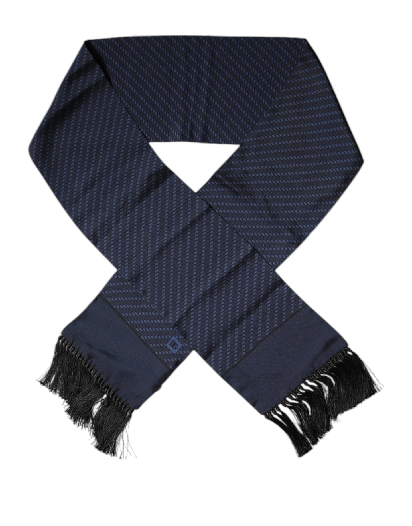 Foulard tour de cou à franges fantaisie bleu foncé Dolce & Gabbana