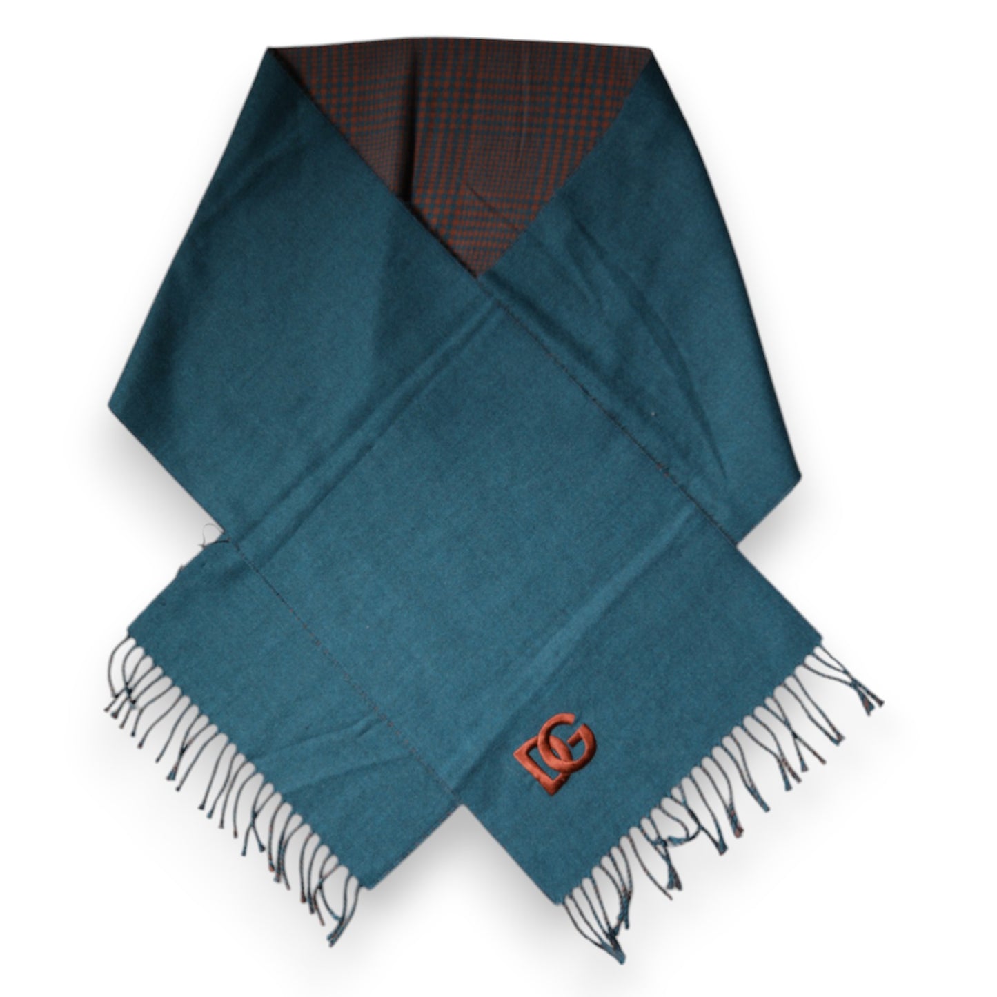 Écharpe châle à franges en laine bleu vert Dolce & Gabbana