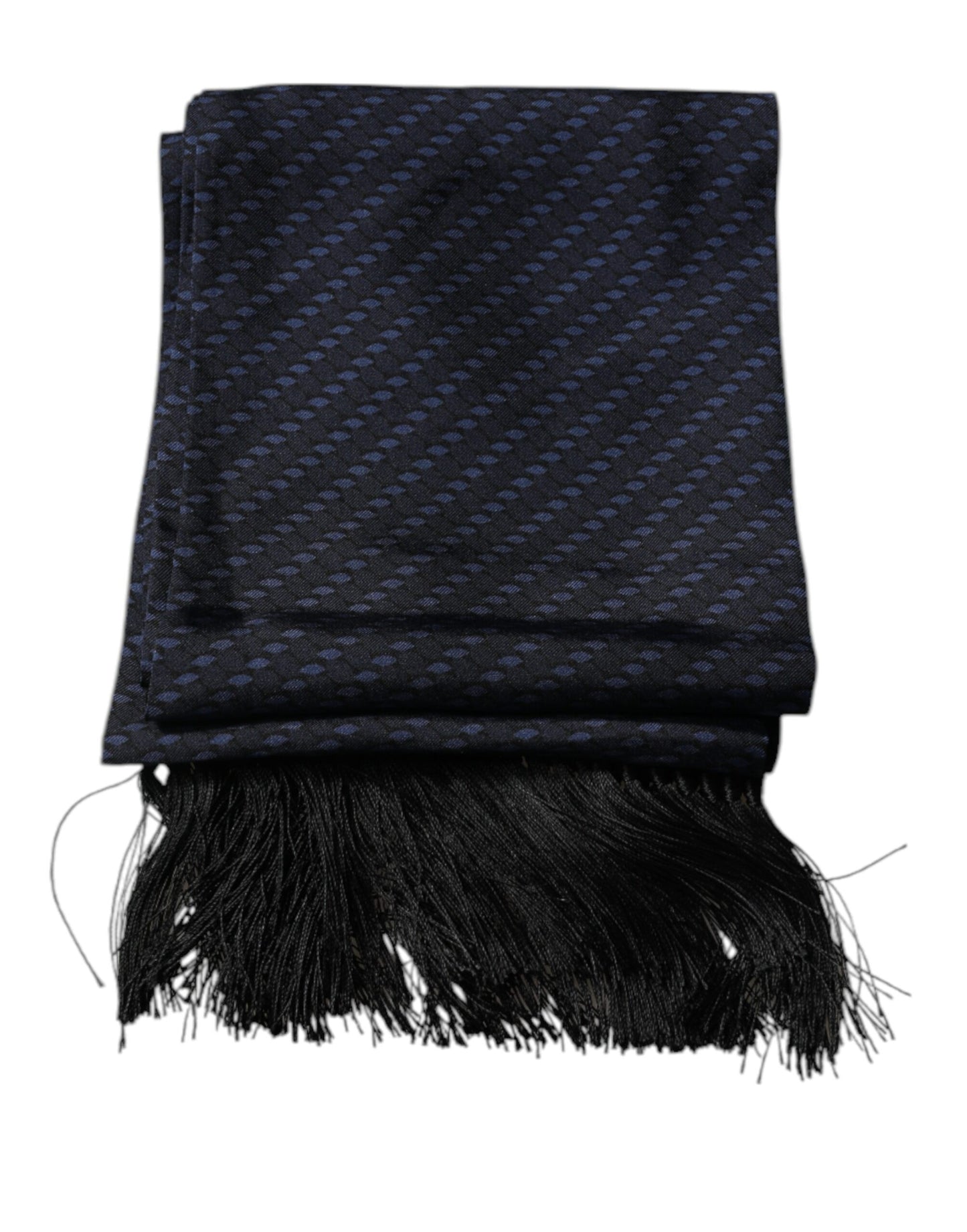 Foulard tour de cou à franges fantaisie bleu foncé Dolce & Gabbana