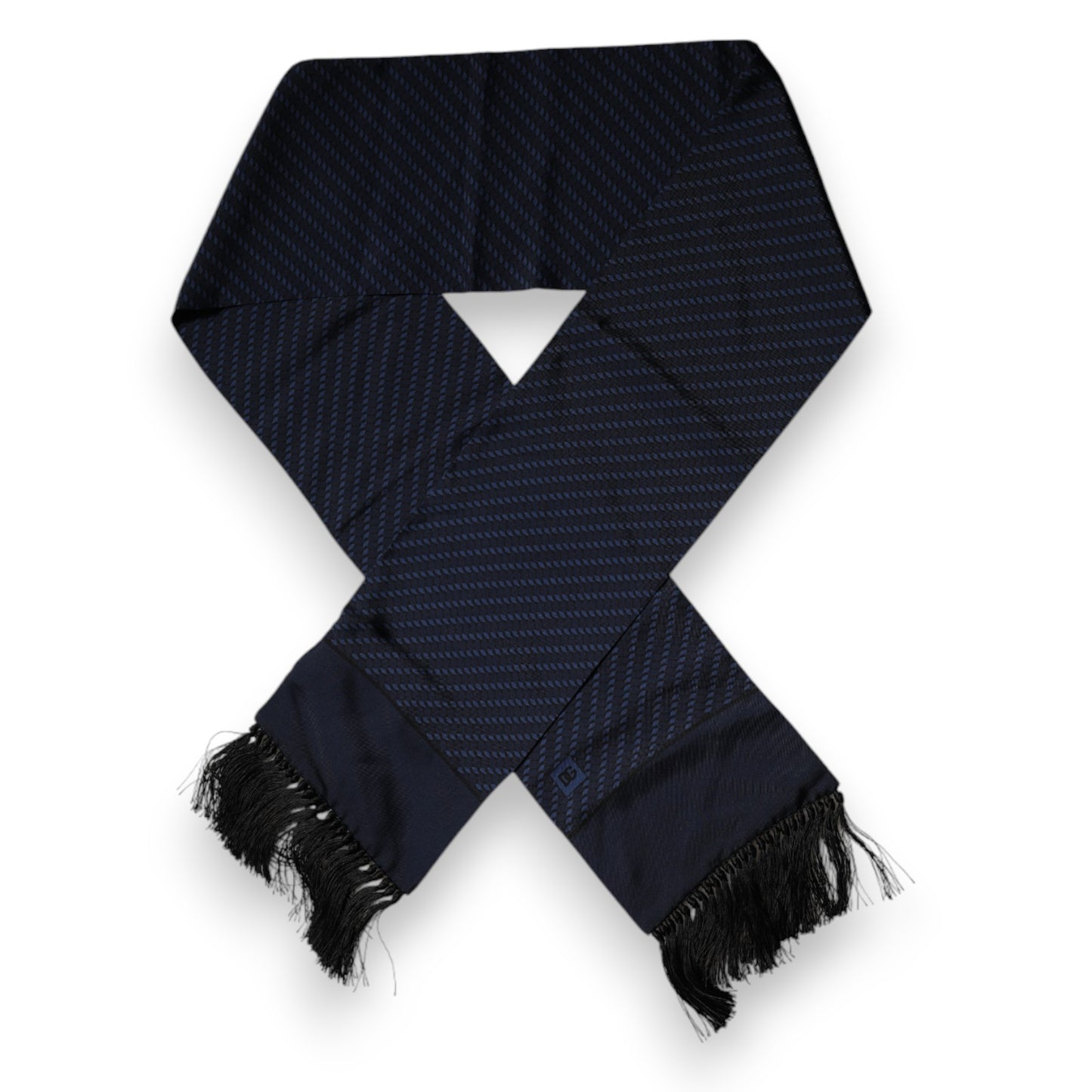 Foulard tour de cou à franges fantaisie bleu foncé Dolce & Gabbana