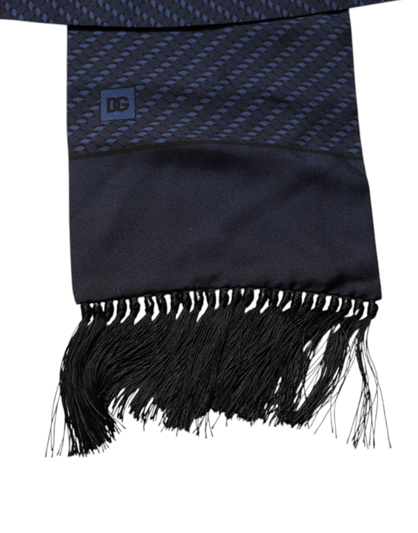 Foulard tour de cou à franges fantaisie bleu foncé Dolce & Gabbana