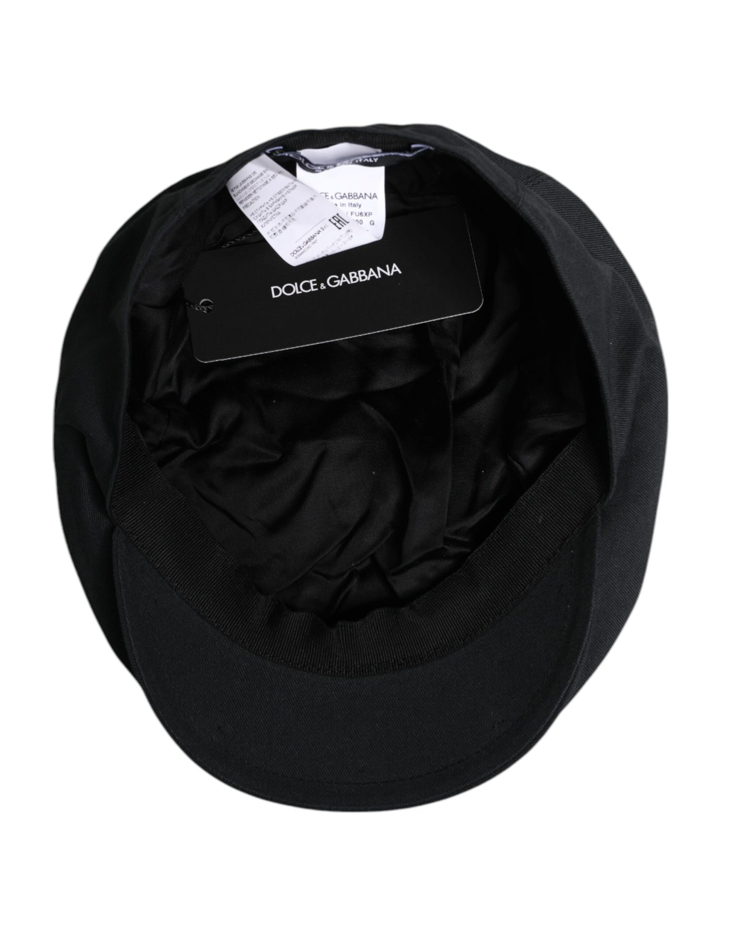 Dolce & Gabbana Chapeau Newsboy Capello Cabbie en coton noir