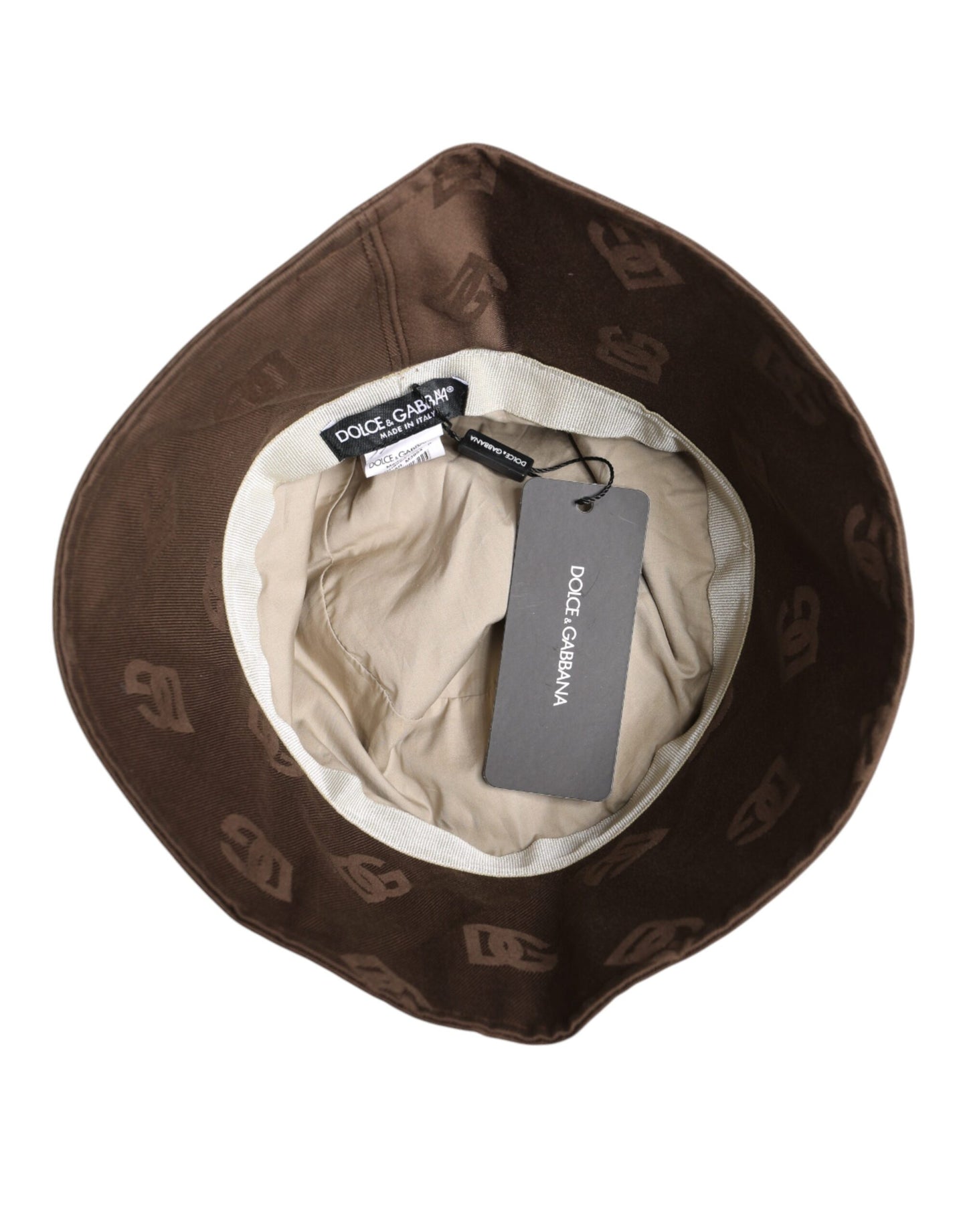 Casquette bob en coton monogramme avec logo marron Dolce & Gabbana