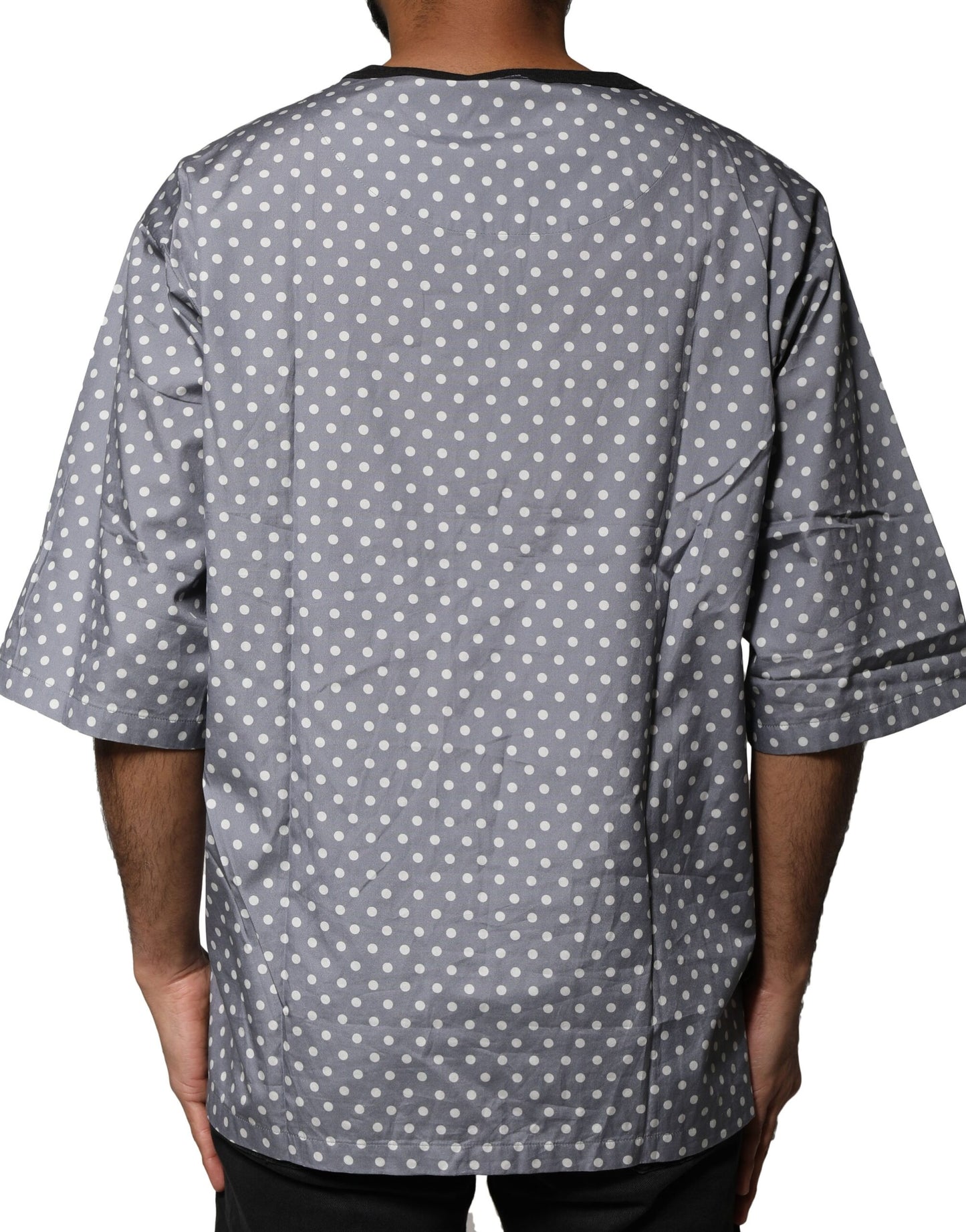 T-shirt ras du cou à imprimé pin-up à pois gris Dolce & Gabbana
