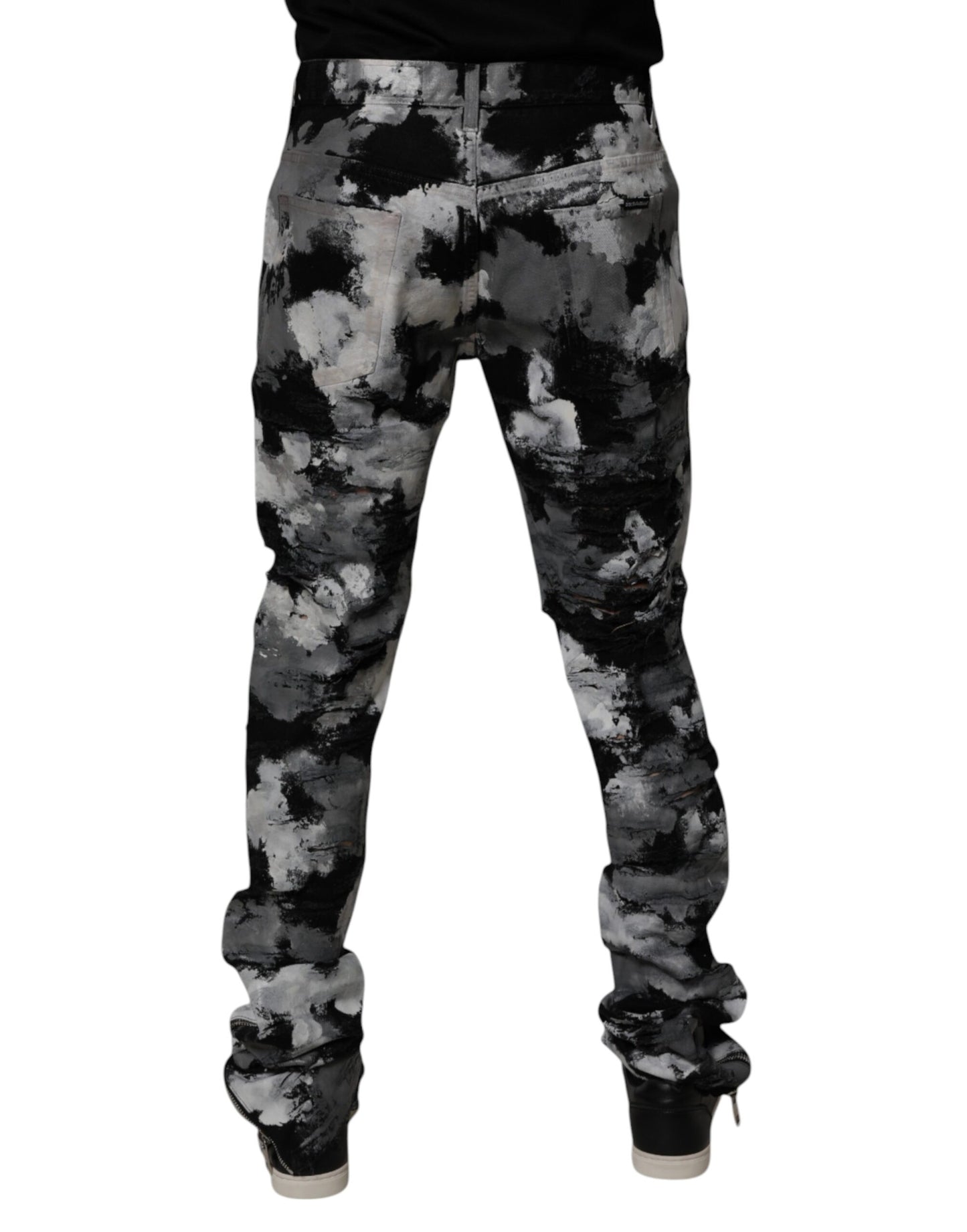 Jean skinny en denim déchiré camouflage multicolore Dolce & Gabbana