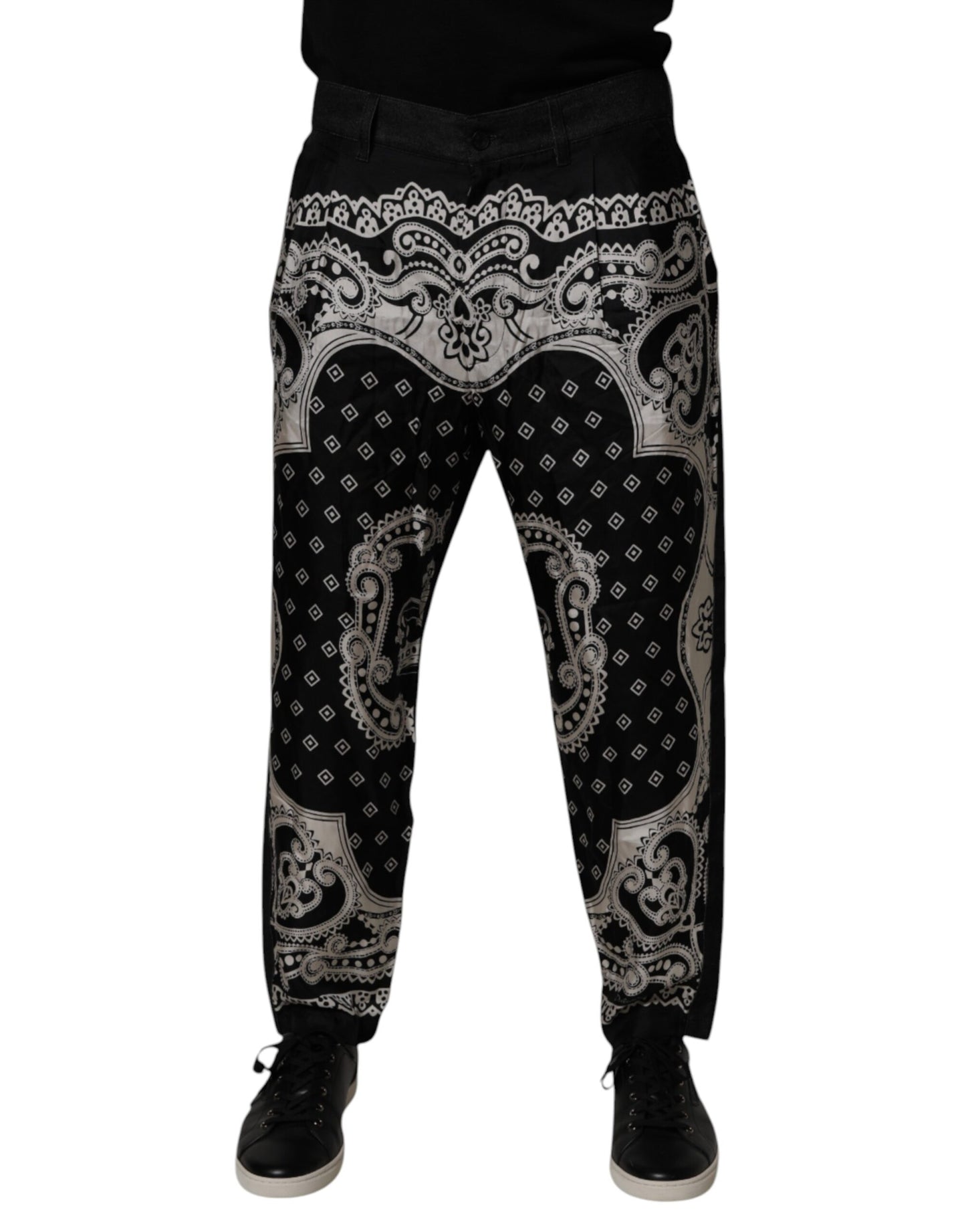 Jeans skinny en coton noir à bandana de Dolce & Gabbana