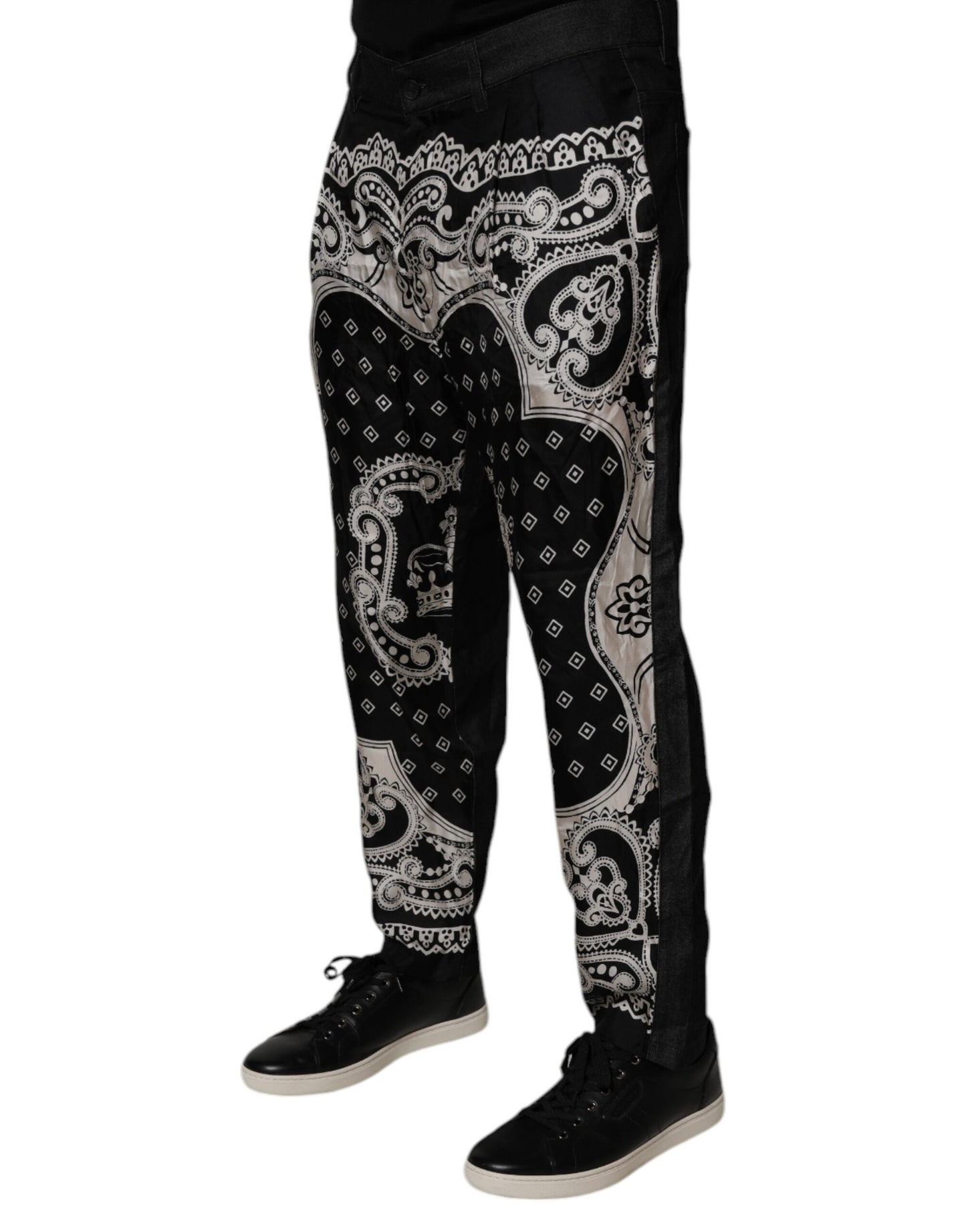 Jeans skinny en coton noir à bandana de Dolce & Gabbana